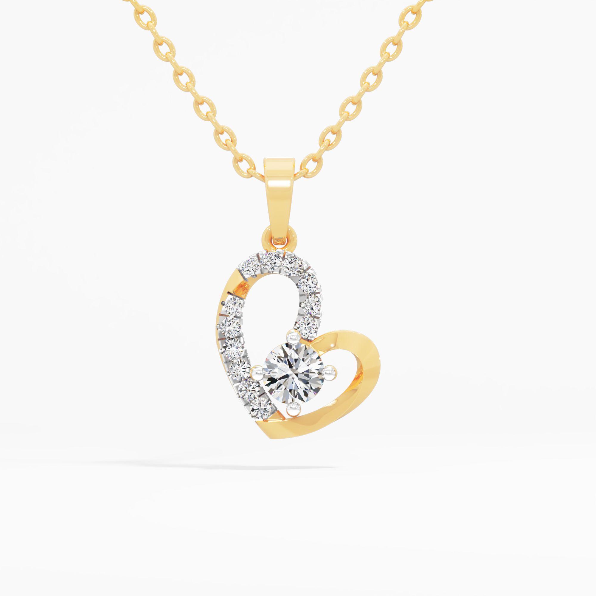 Wave Heart Solitaire Pendant