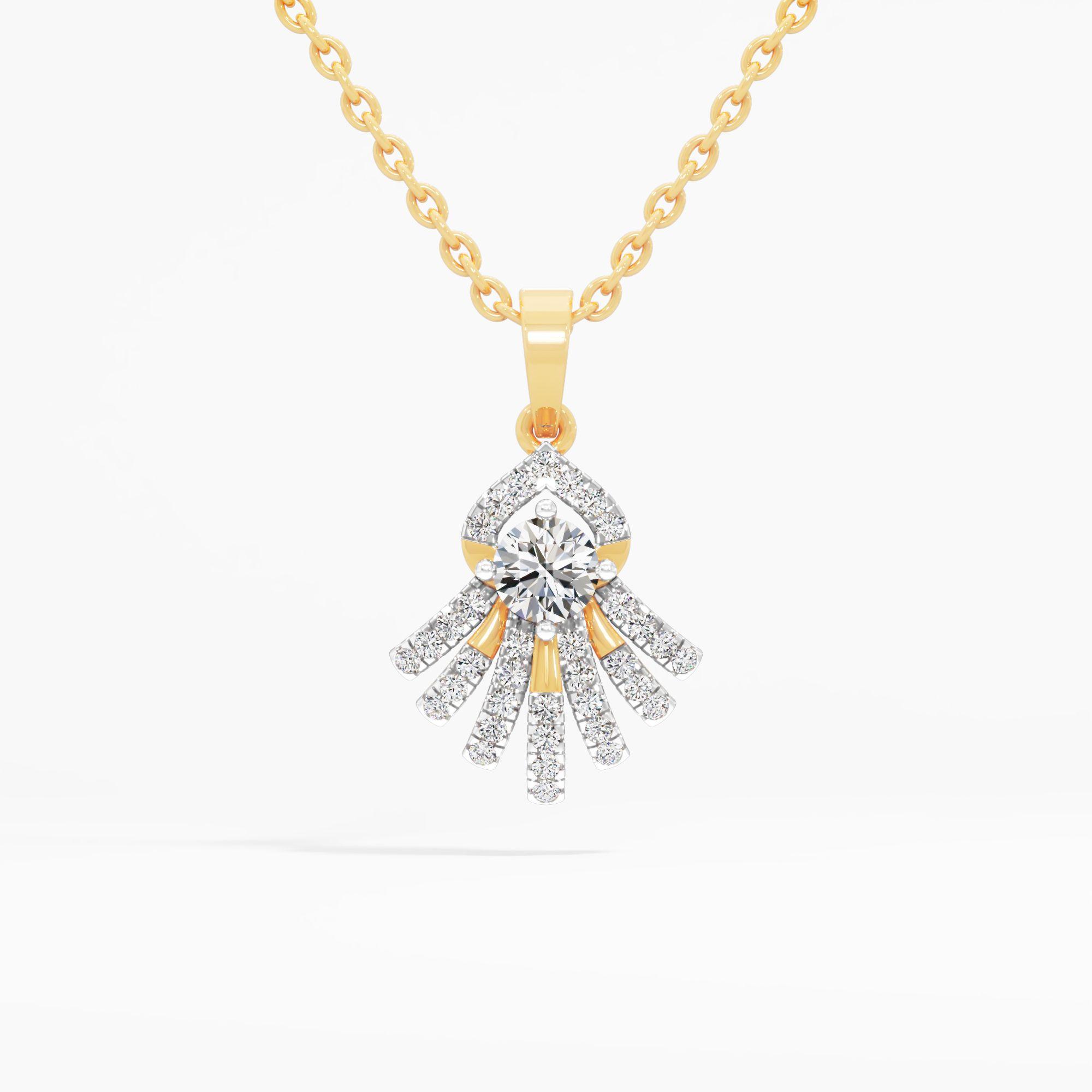 Sunray Curve Solitaire Pendant