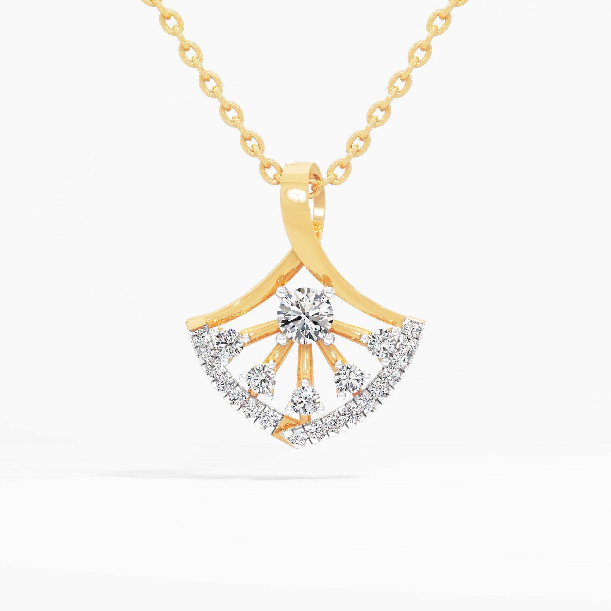 Floral Fan Solitaire Pendant