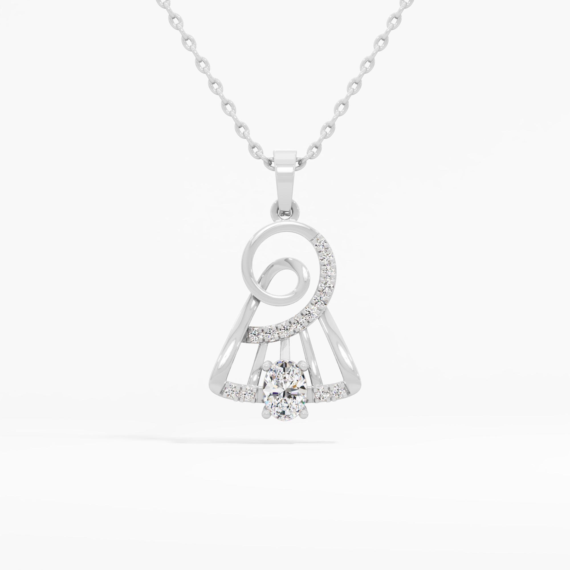 Celestia Oval Spiral Diamond Pendant