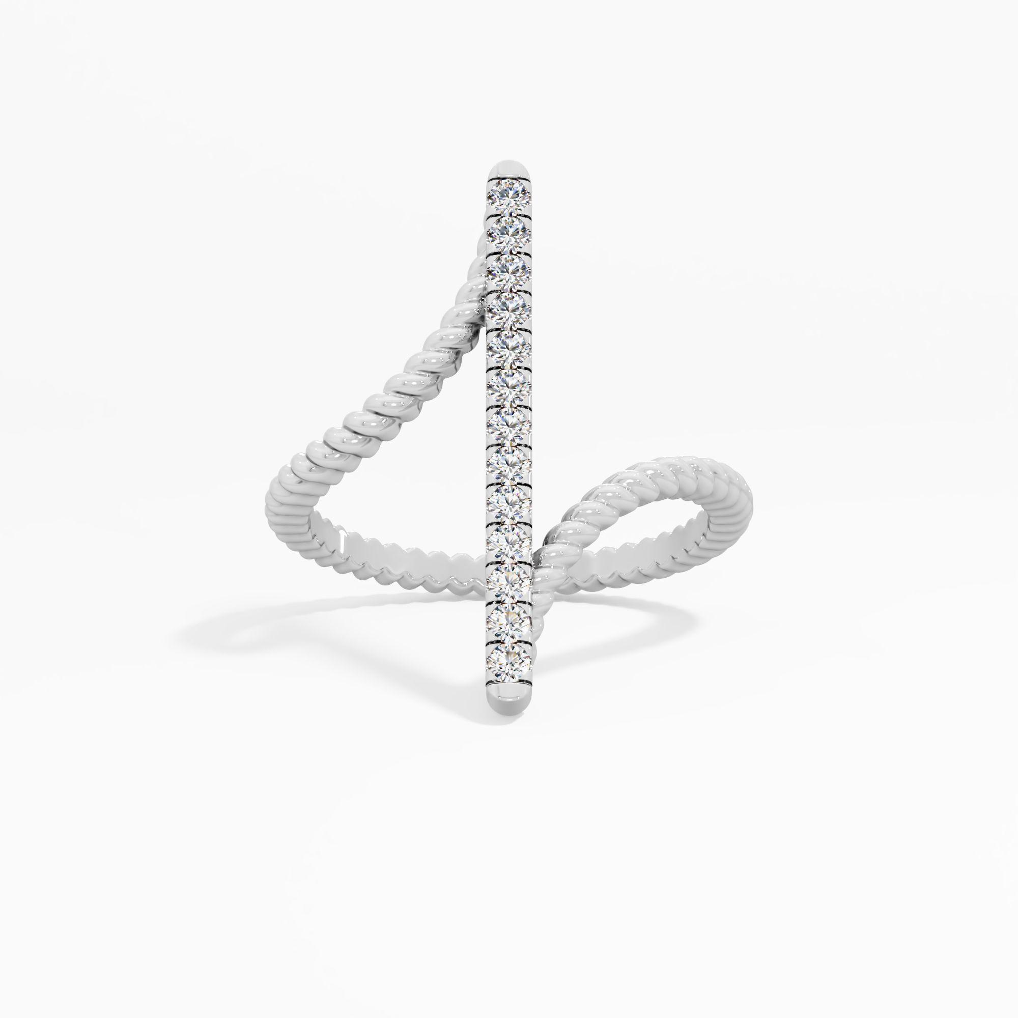 Twisted Diamond Bar Vanki Ring