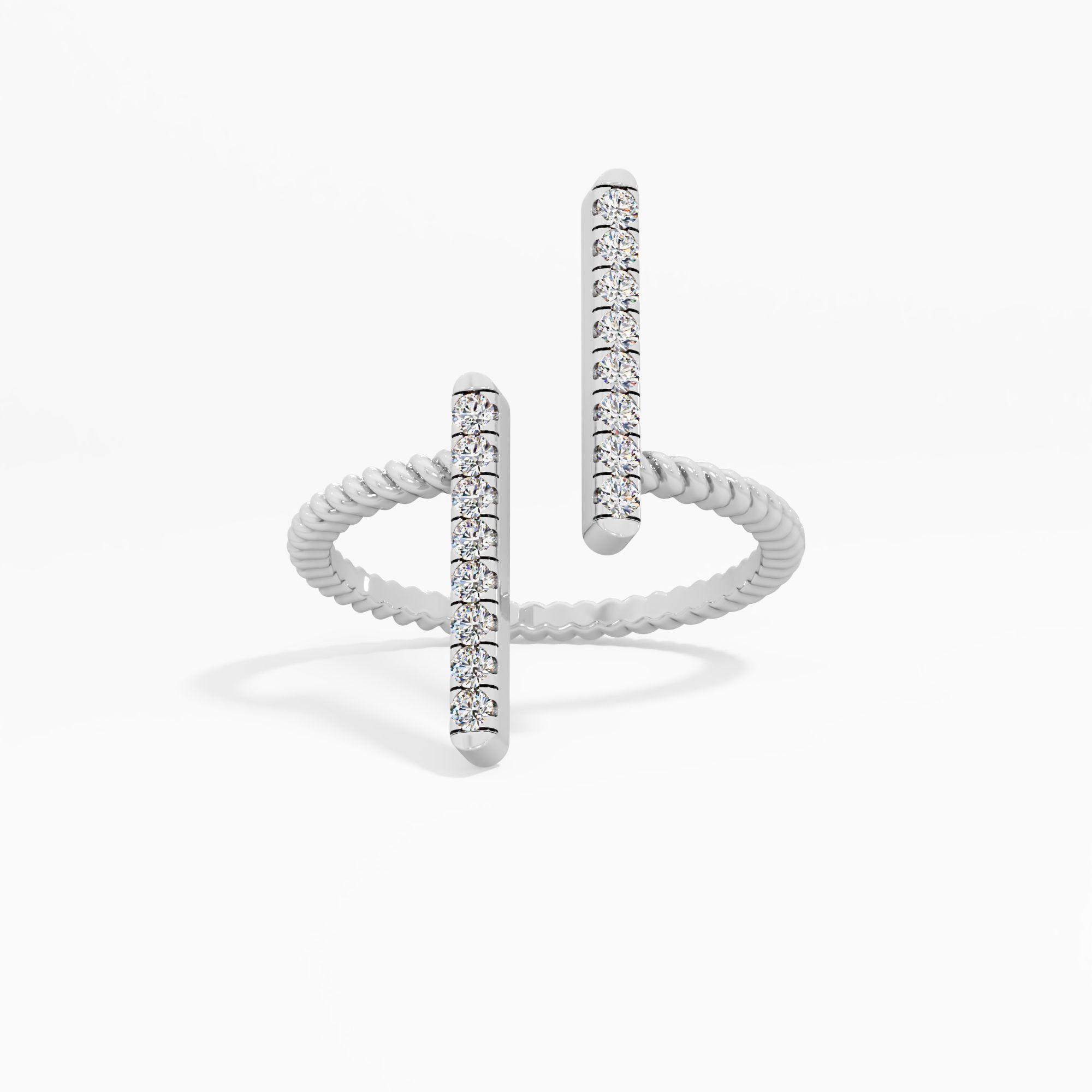 Beaded Split Bar Diamond Ring