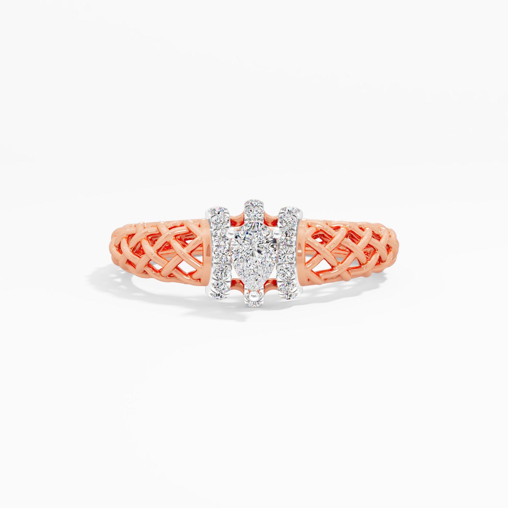 Woven Pear Accents Diamond Ring