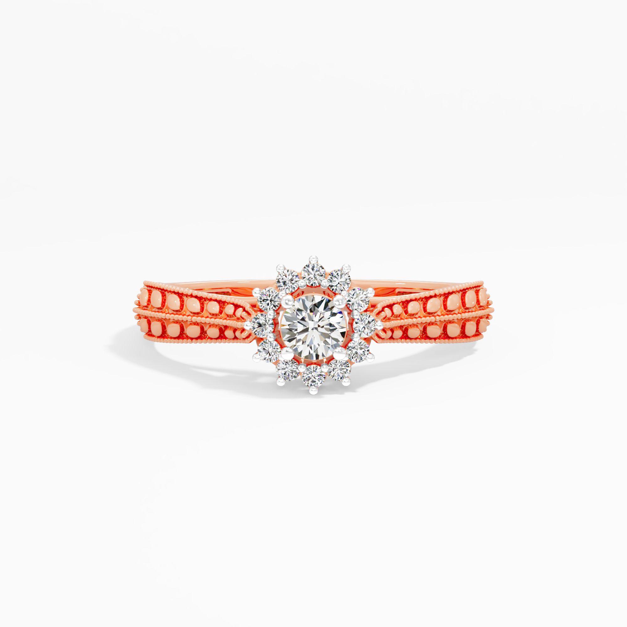 The Starlet Halo Milgrain Ring
