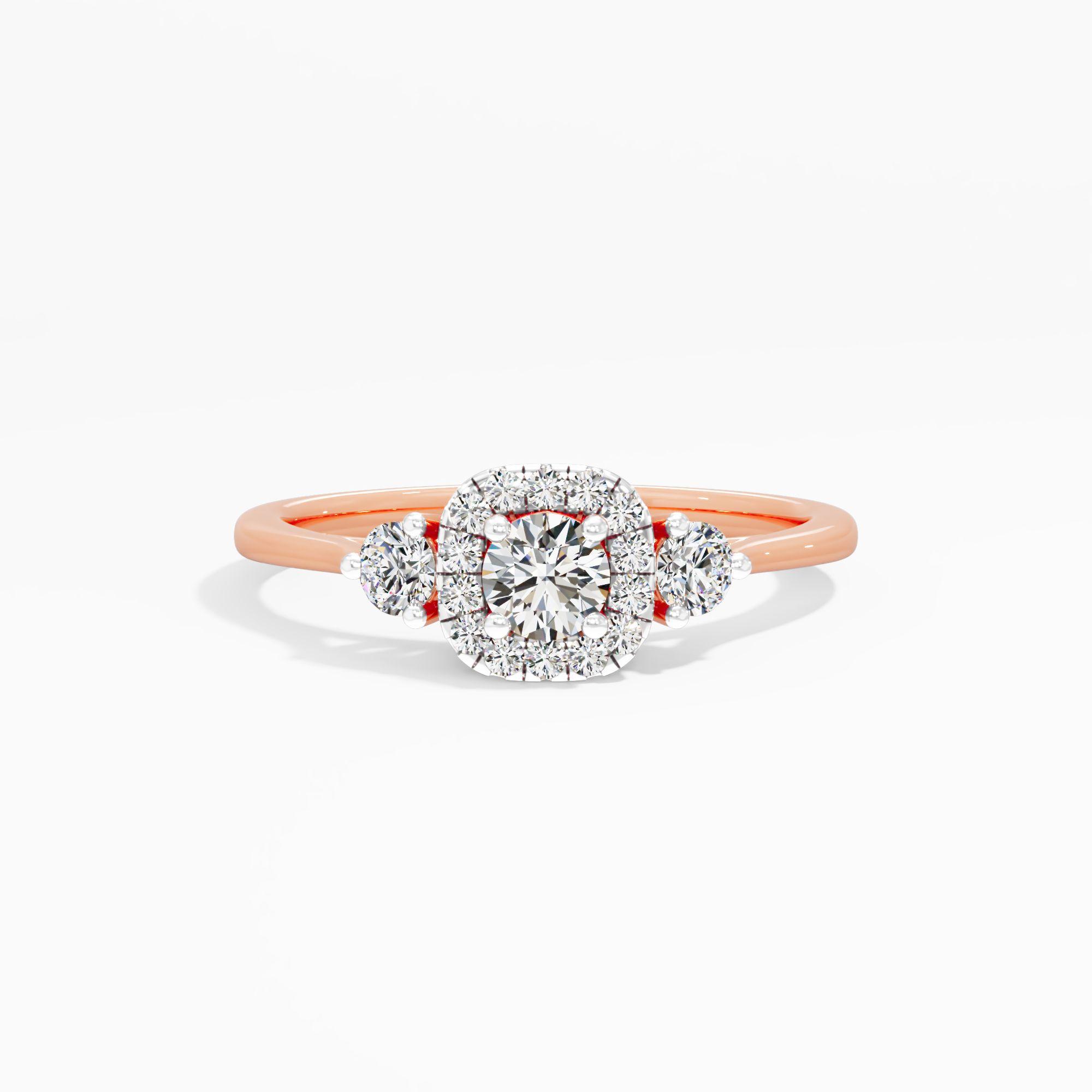 Haloed Trilogy Diamond Ring
