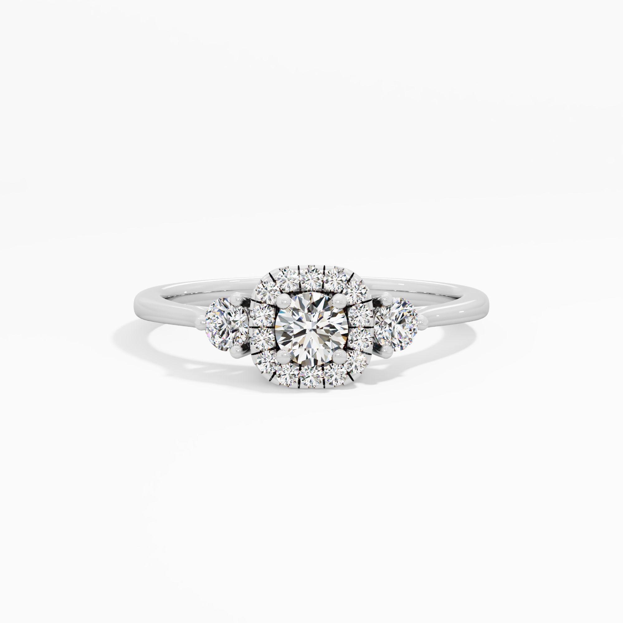 Haloed Trilogy Diamond Ring