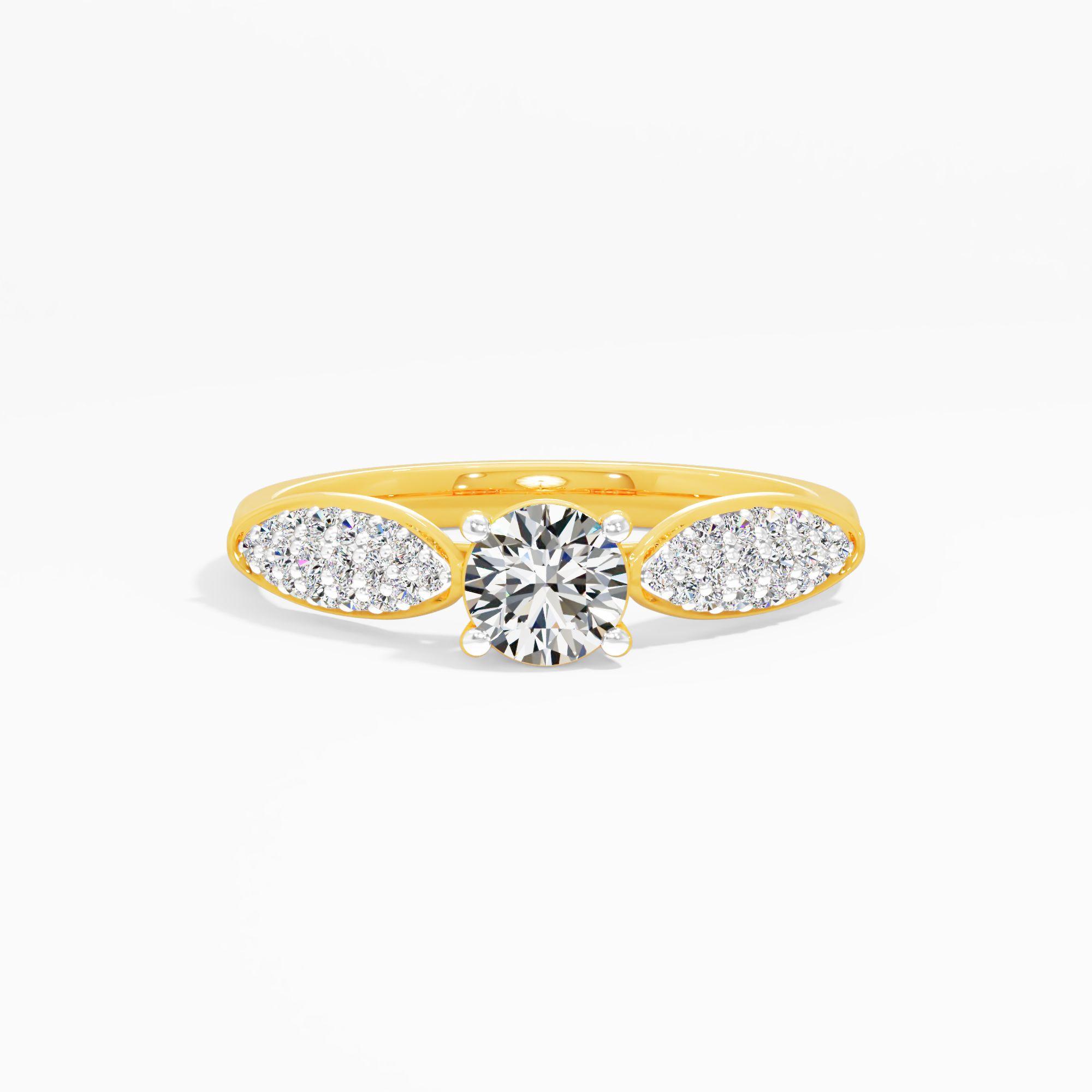 Leaf Crest Solitaire Diamond Ring