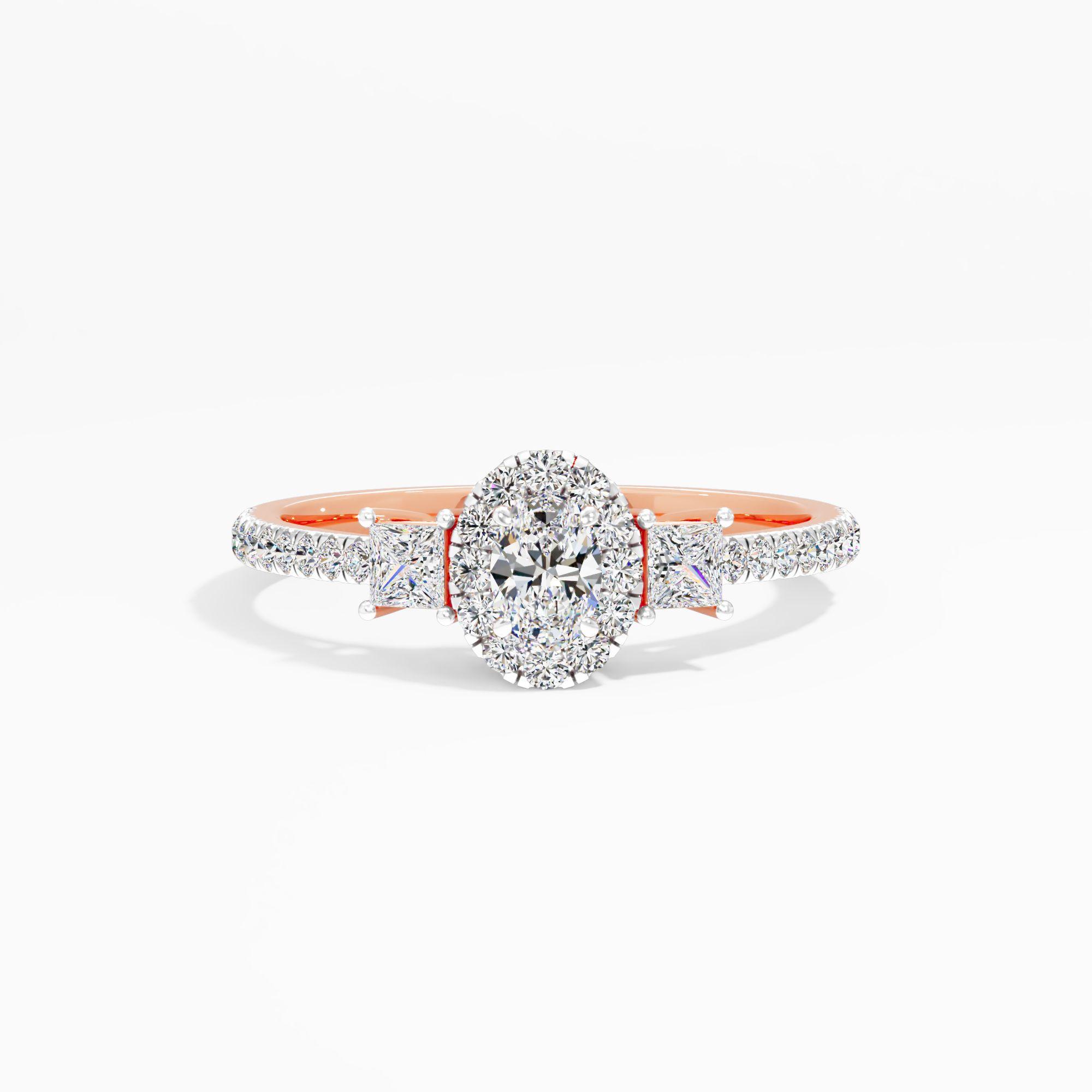Oval Halo Princess Diamond Ring