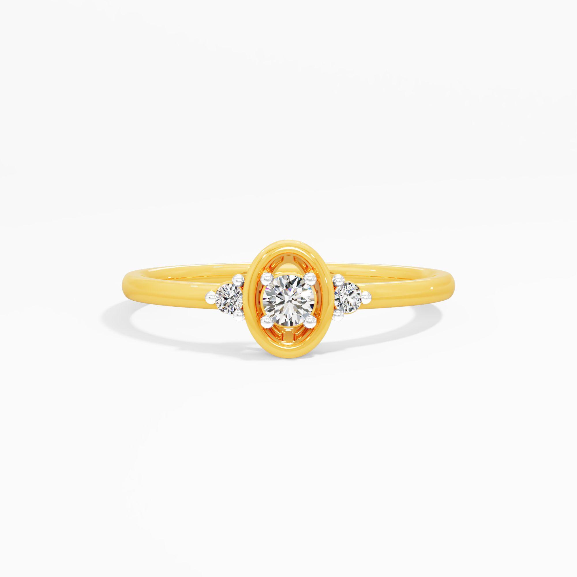 Oval Frame Solitaire Accent Ring