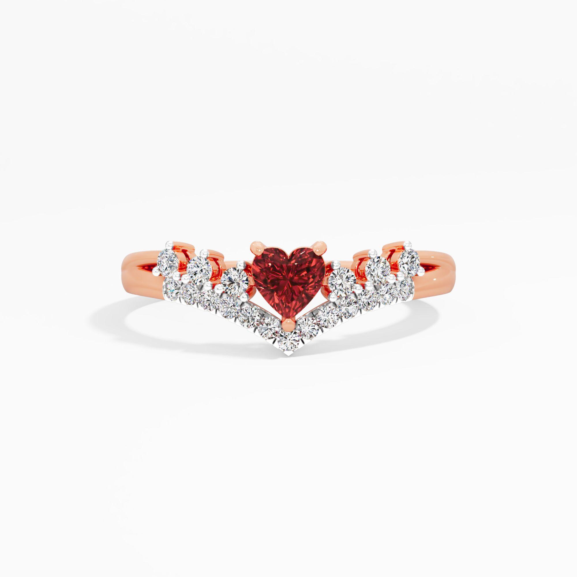 Ruby Heart Diadem Vanki Ring