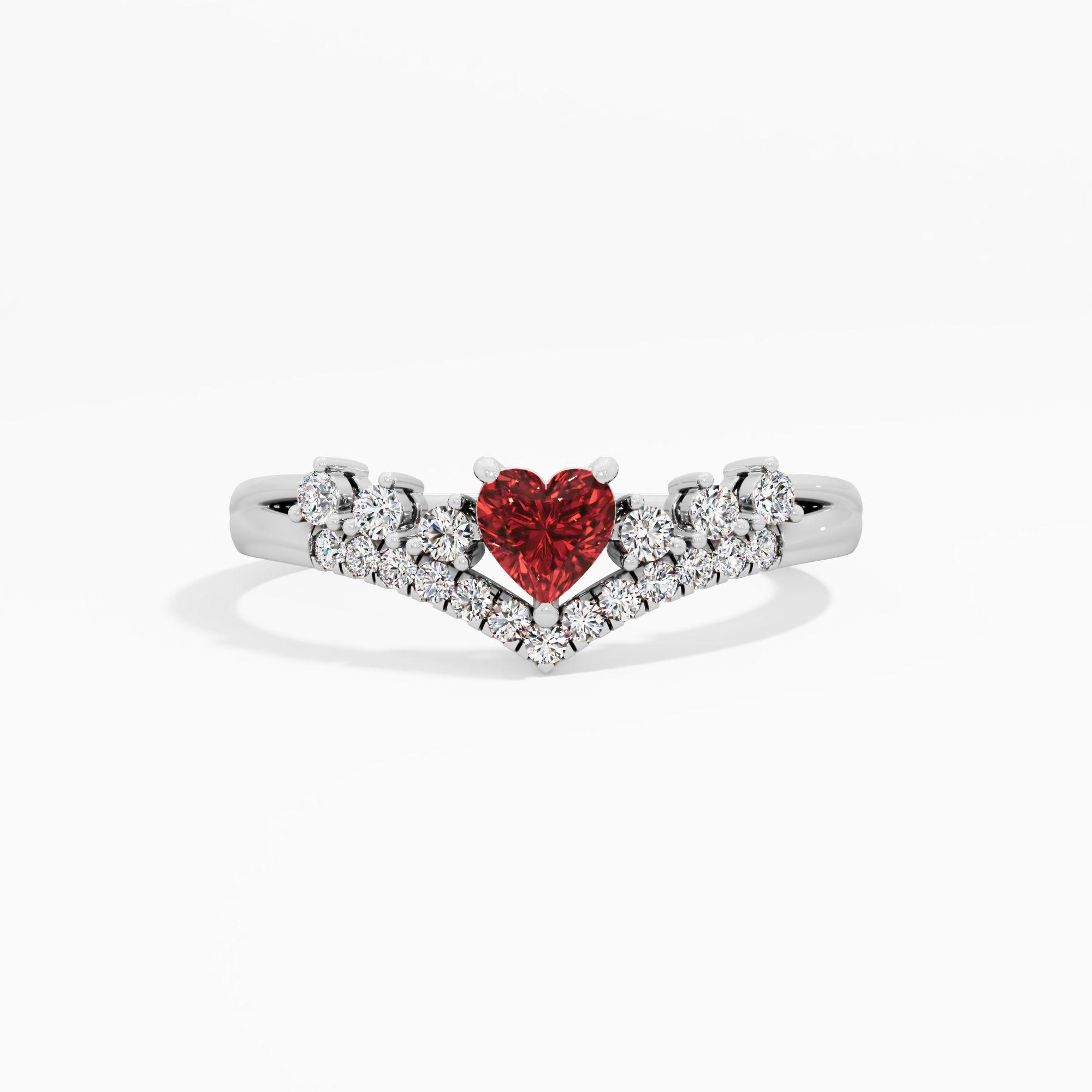 Ruby Heart Diadem Vanki Ring