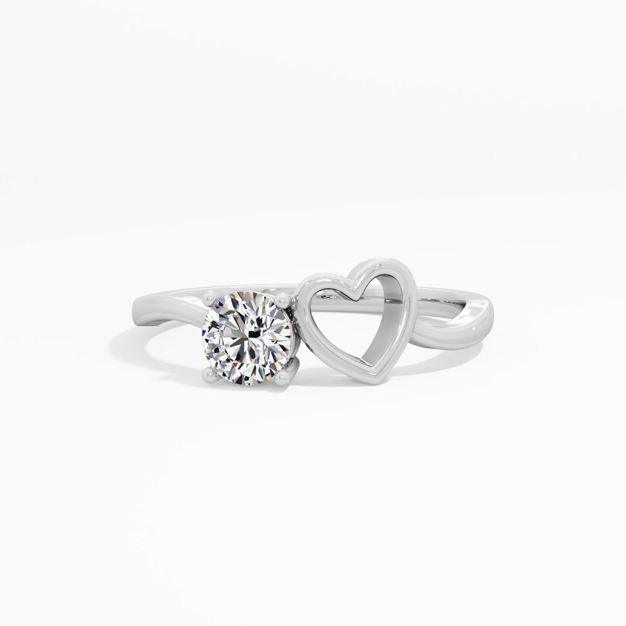 Open Heart Solitaire Diamond Ring