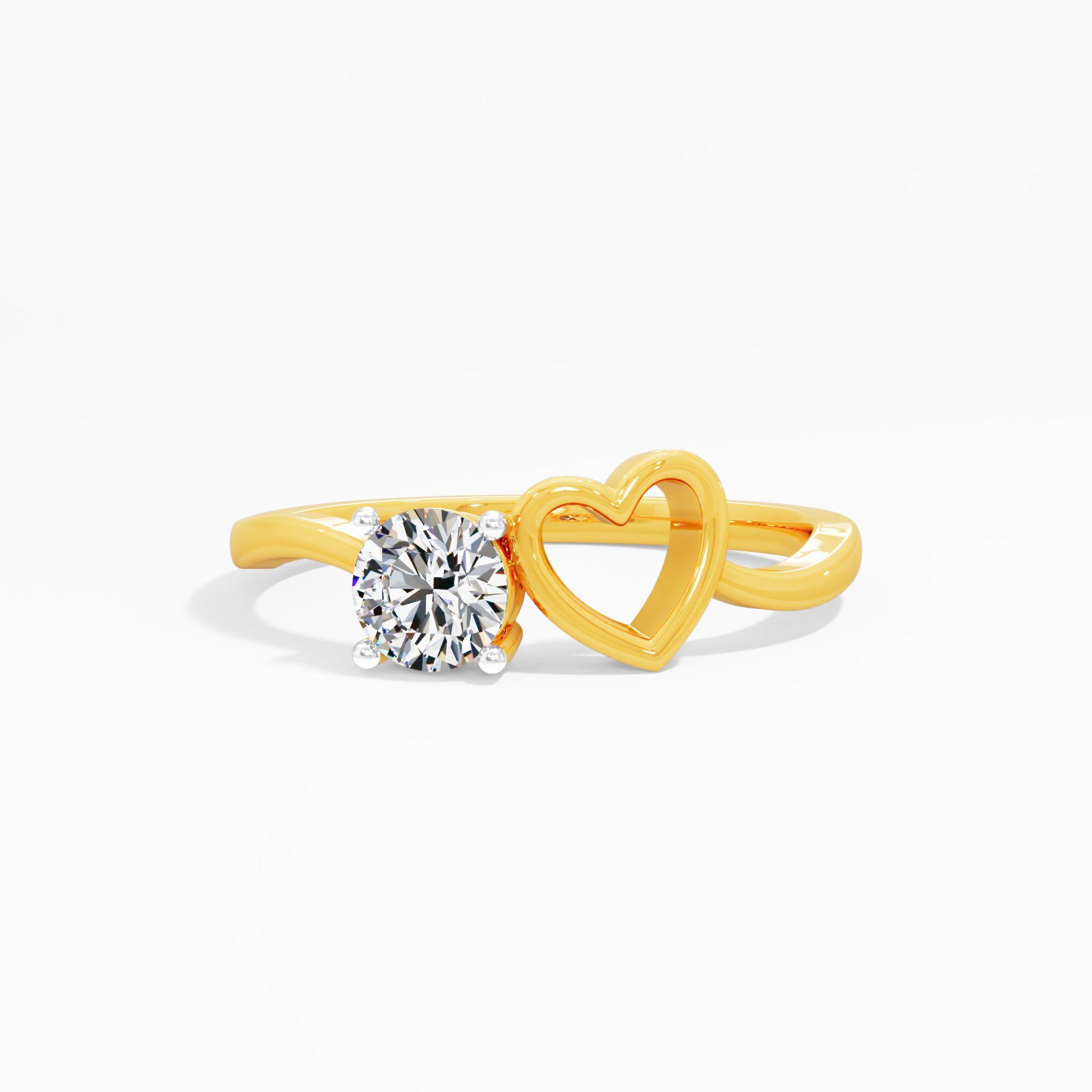 Open Heart Solitaire Diamond Ring
