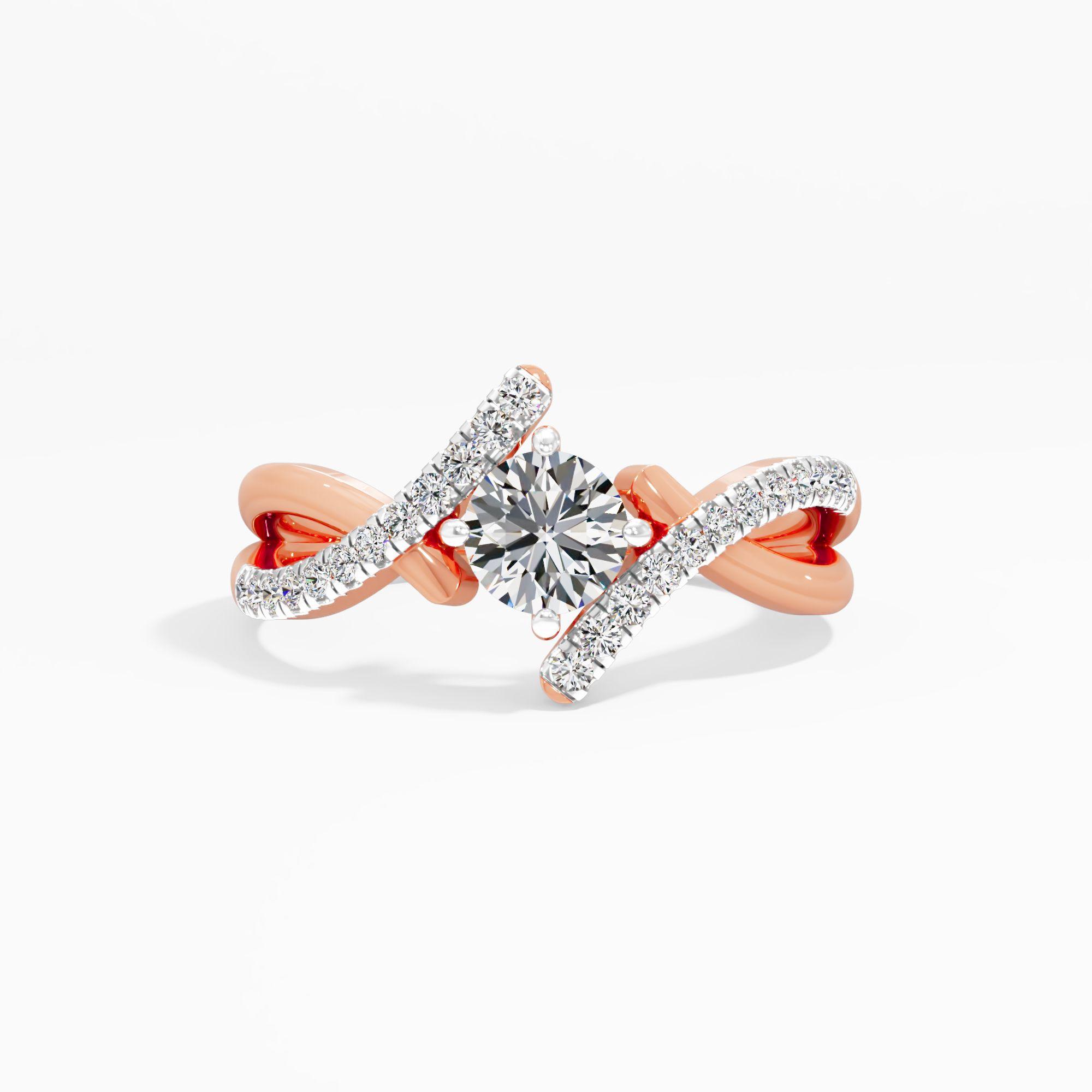 Ribbon Weave Solitaire Diamond Ring