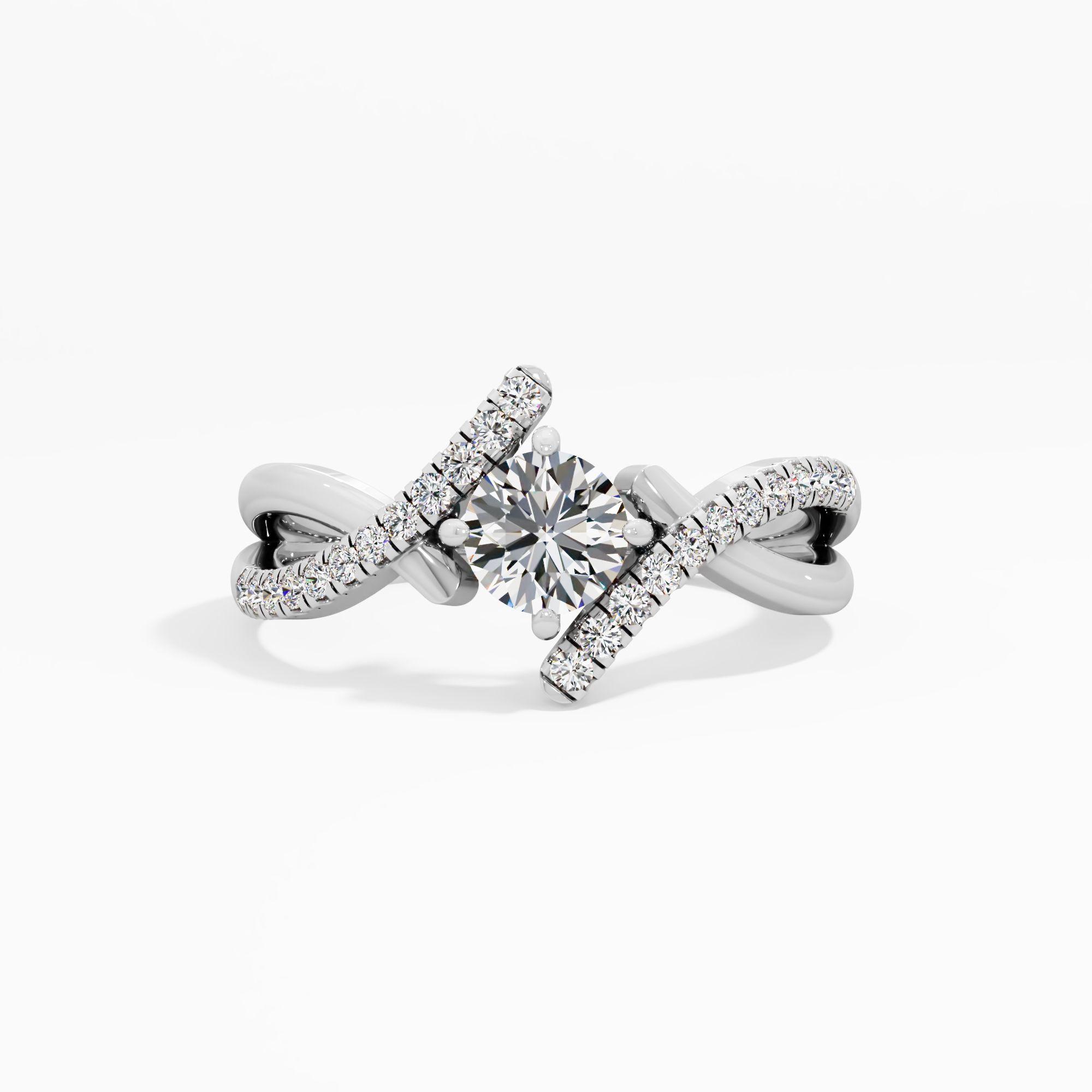 Ribbon Weave Solitaire Diamond Ring