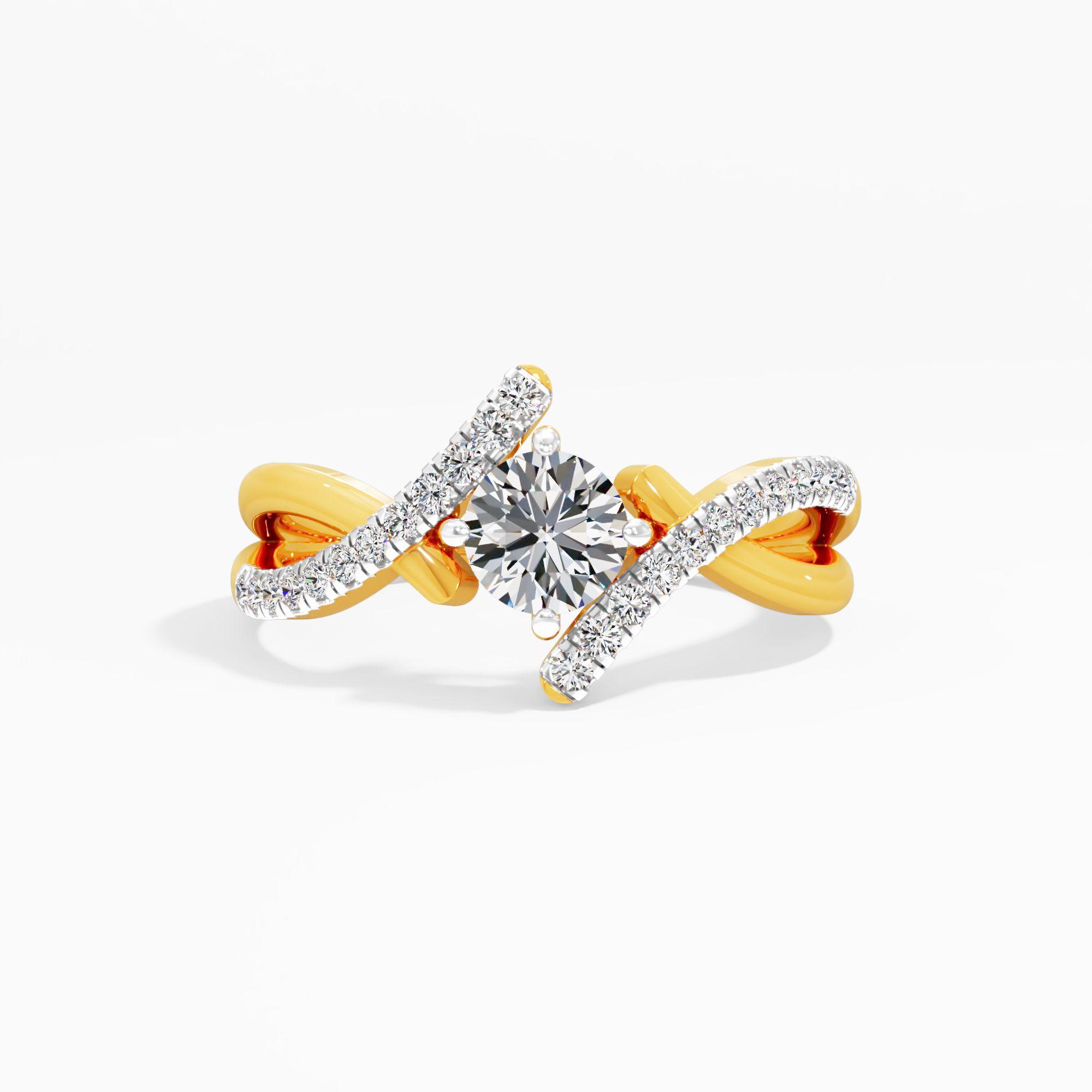 Ribbon Weave Solitaire Diamond Ring