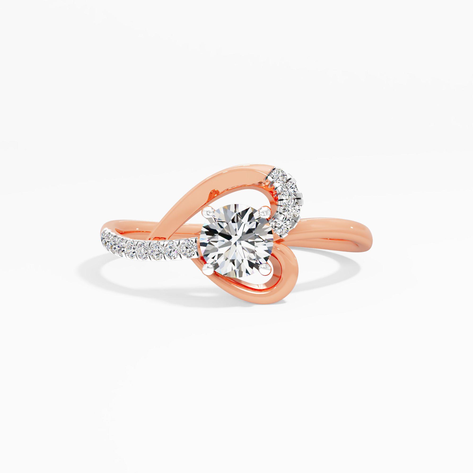 Flowing Heart Silhouette Diamond Ring