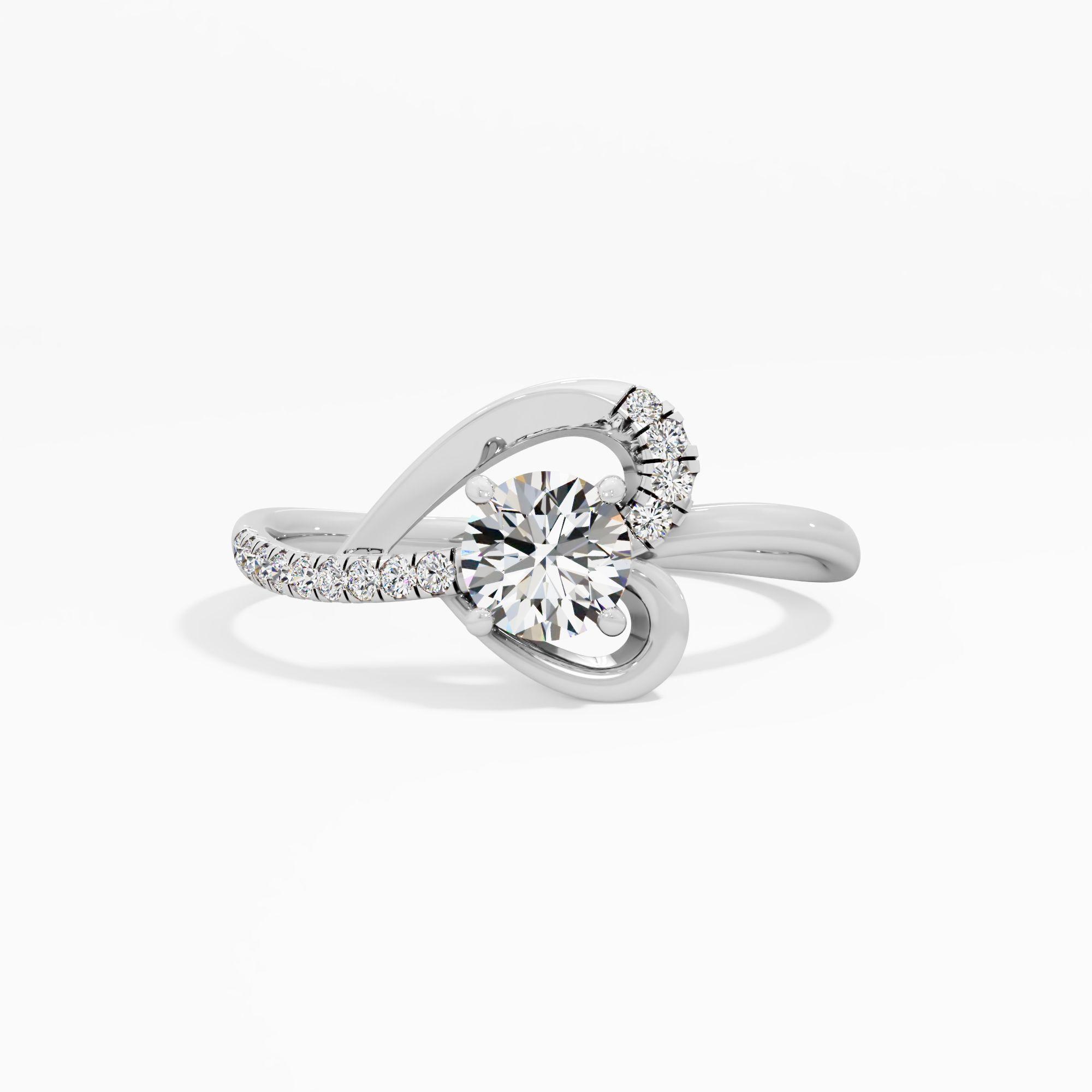 Flowing Heart Silhouette Diamond Ring