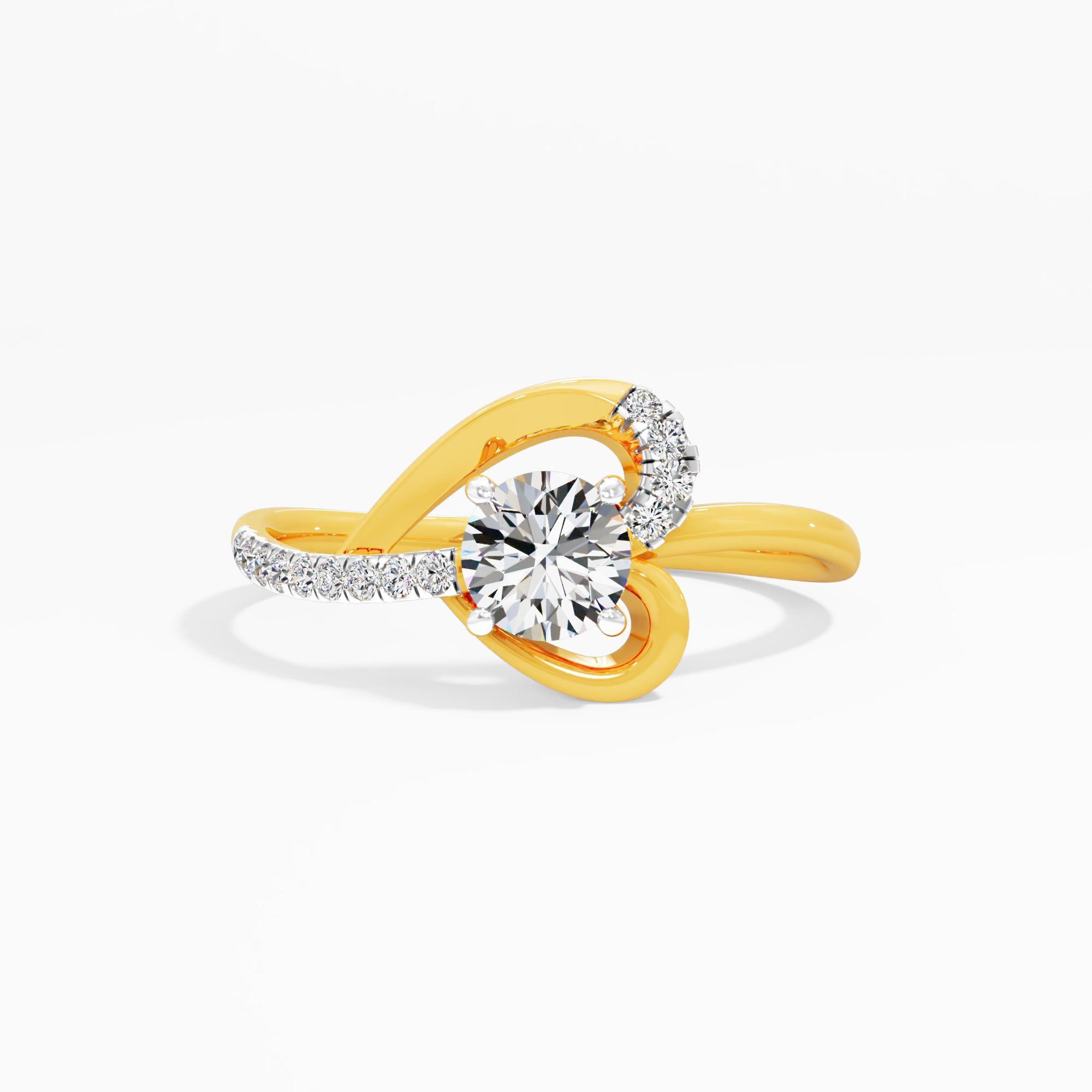 Flowing Heart Silhouette Diamond Ring
