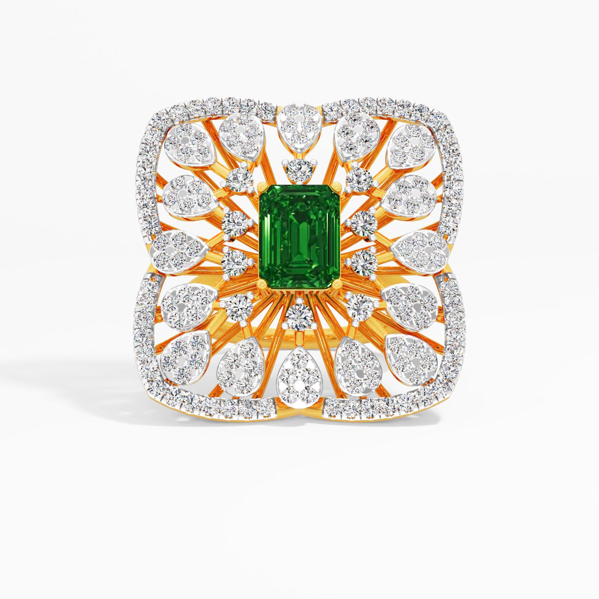 Emerald Floral Cocktail Ring