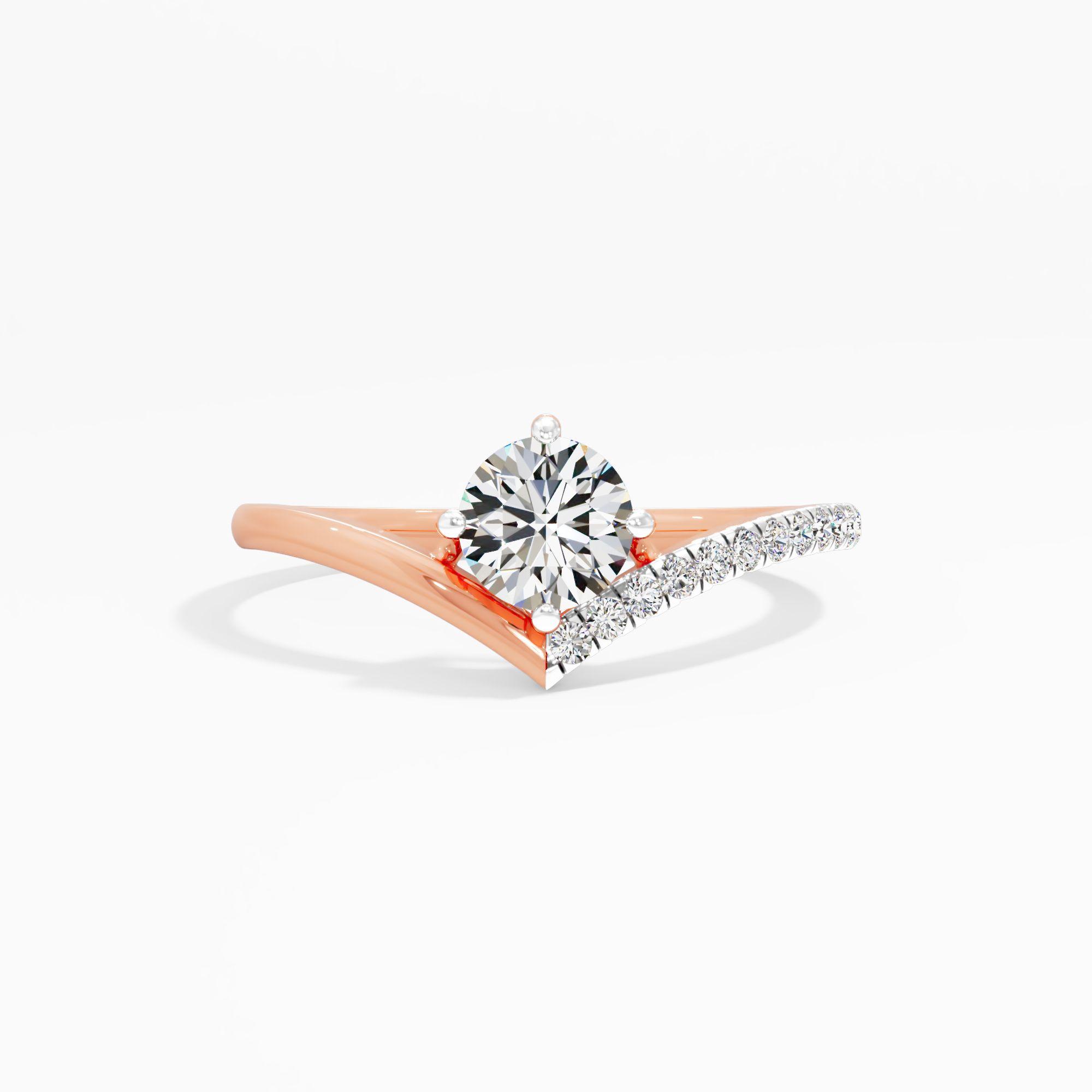 Chevron Solitaire Diamond Ring
