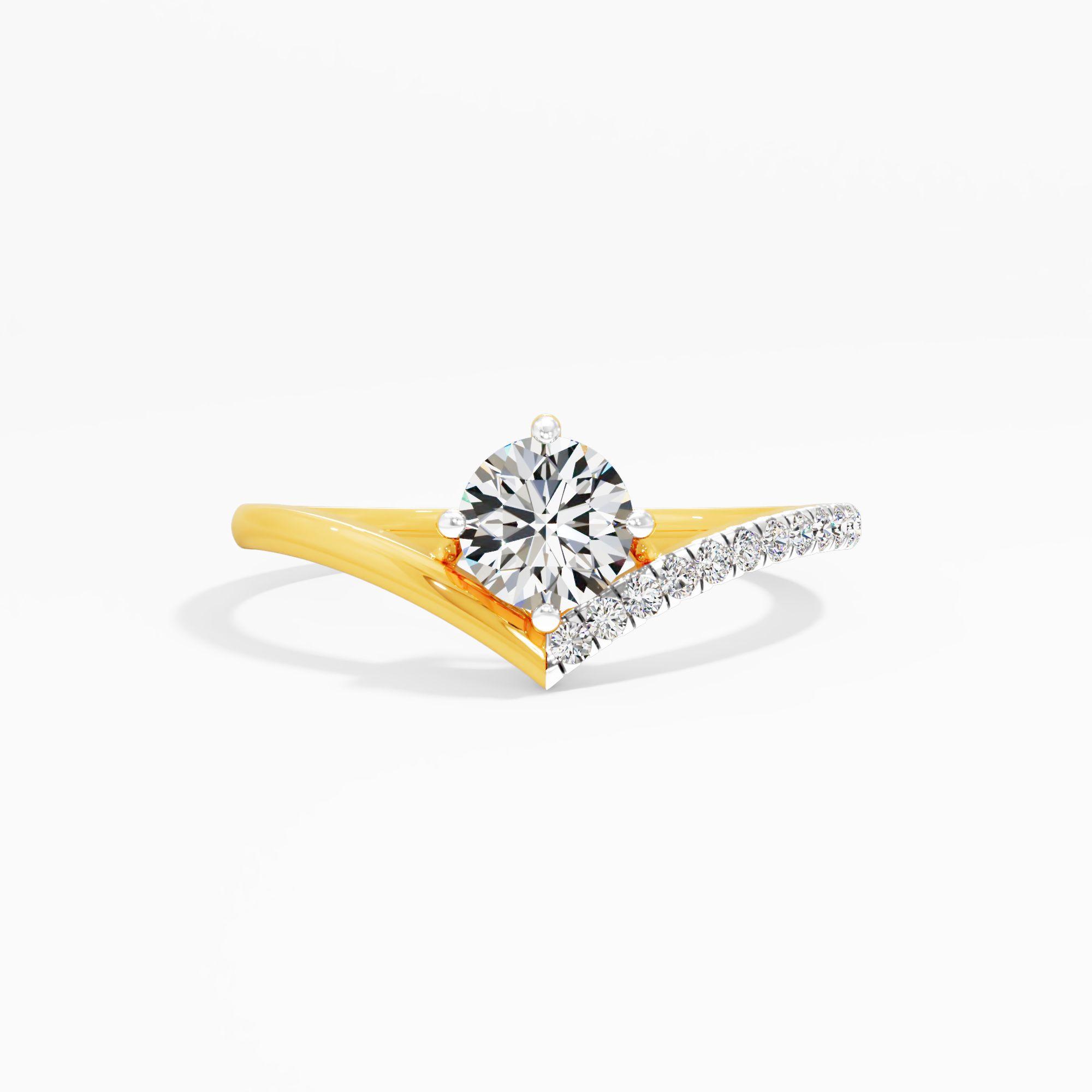 Chevron Solitaire Diamond Ring