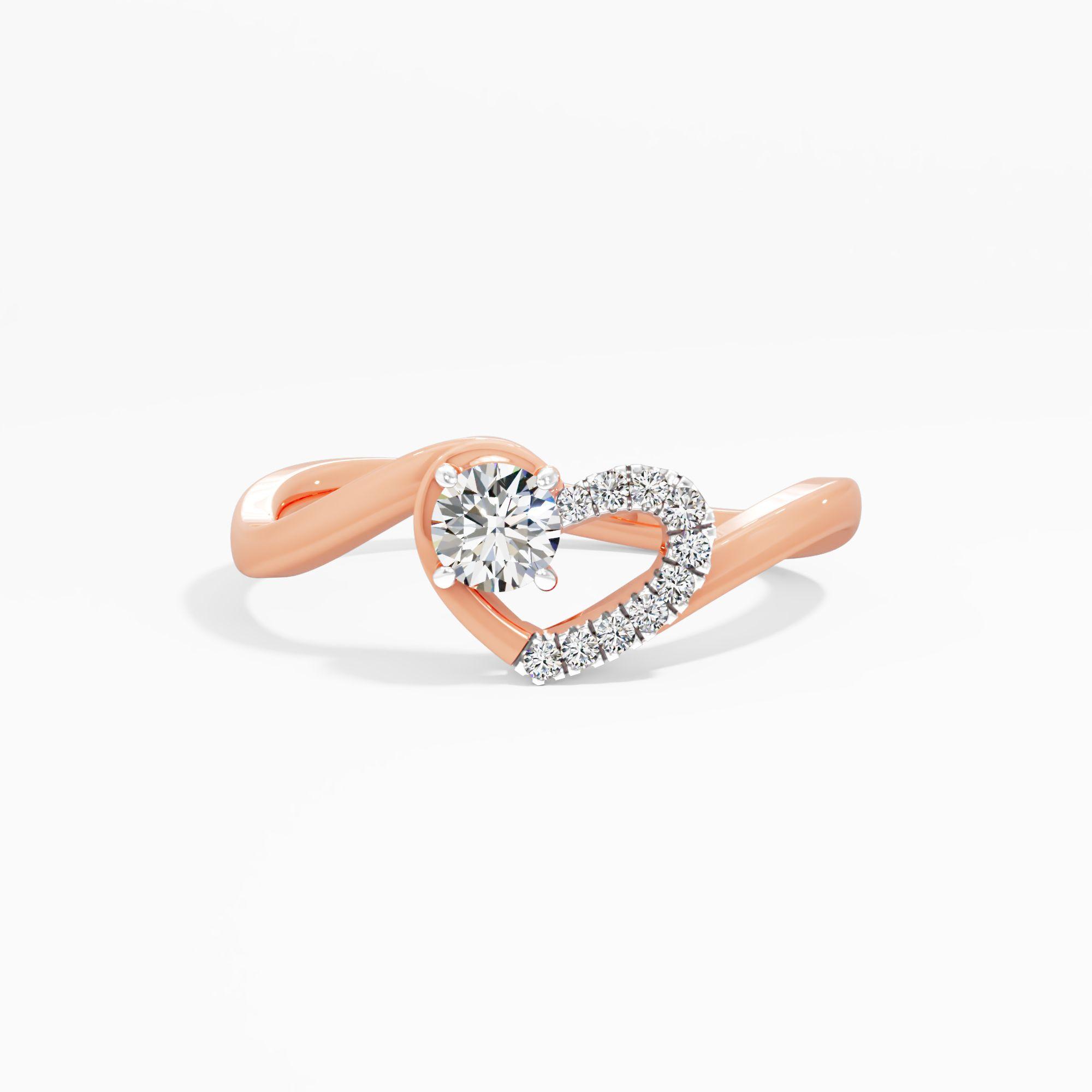 Twisted Heart Solitaire Diamond Ring