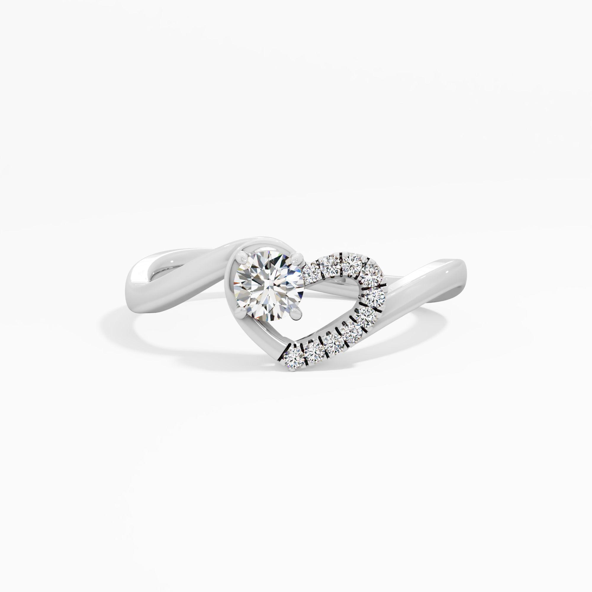 Twisted Heart Solitaire Diamond Ring