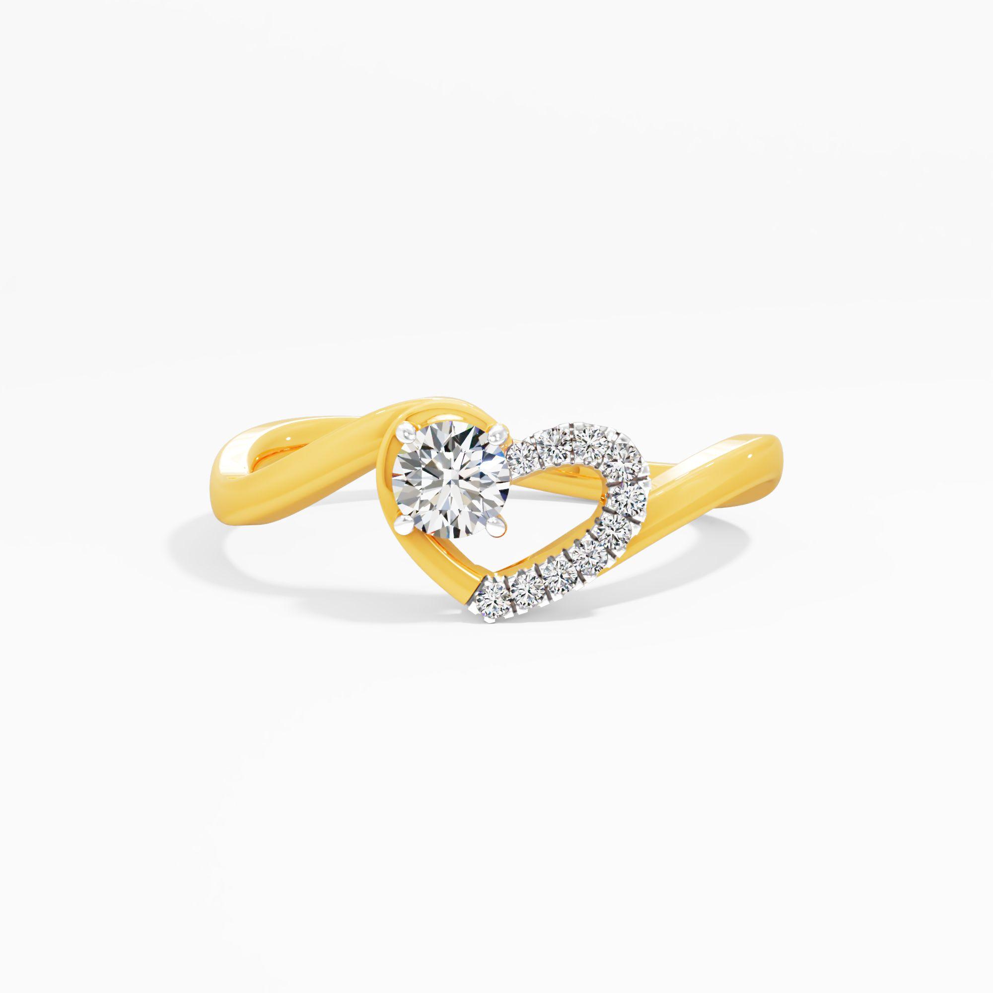 Twisted Heart Solitaire Diamond Ring