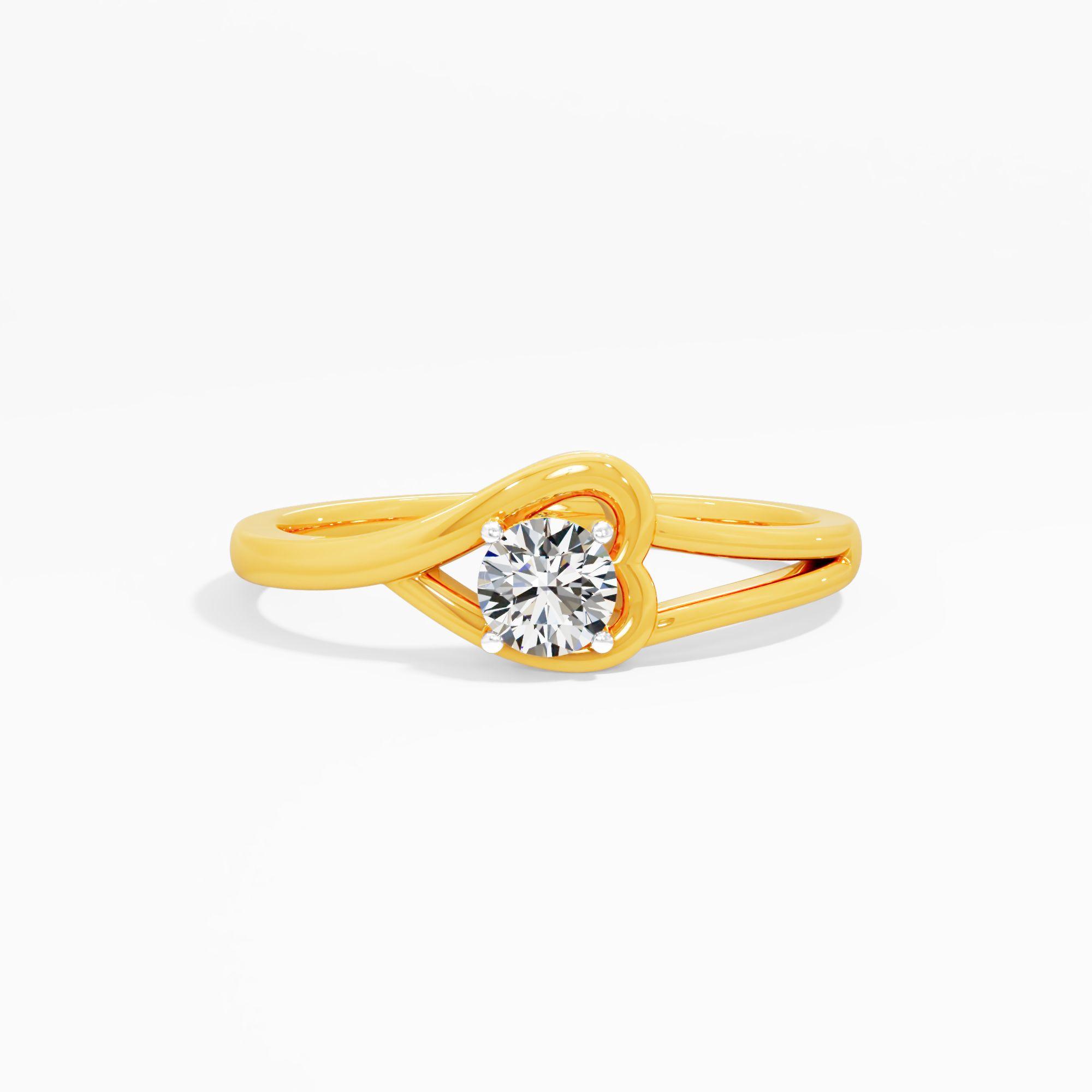 Abstract Heart Solitaire Diamond Ring