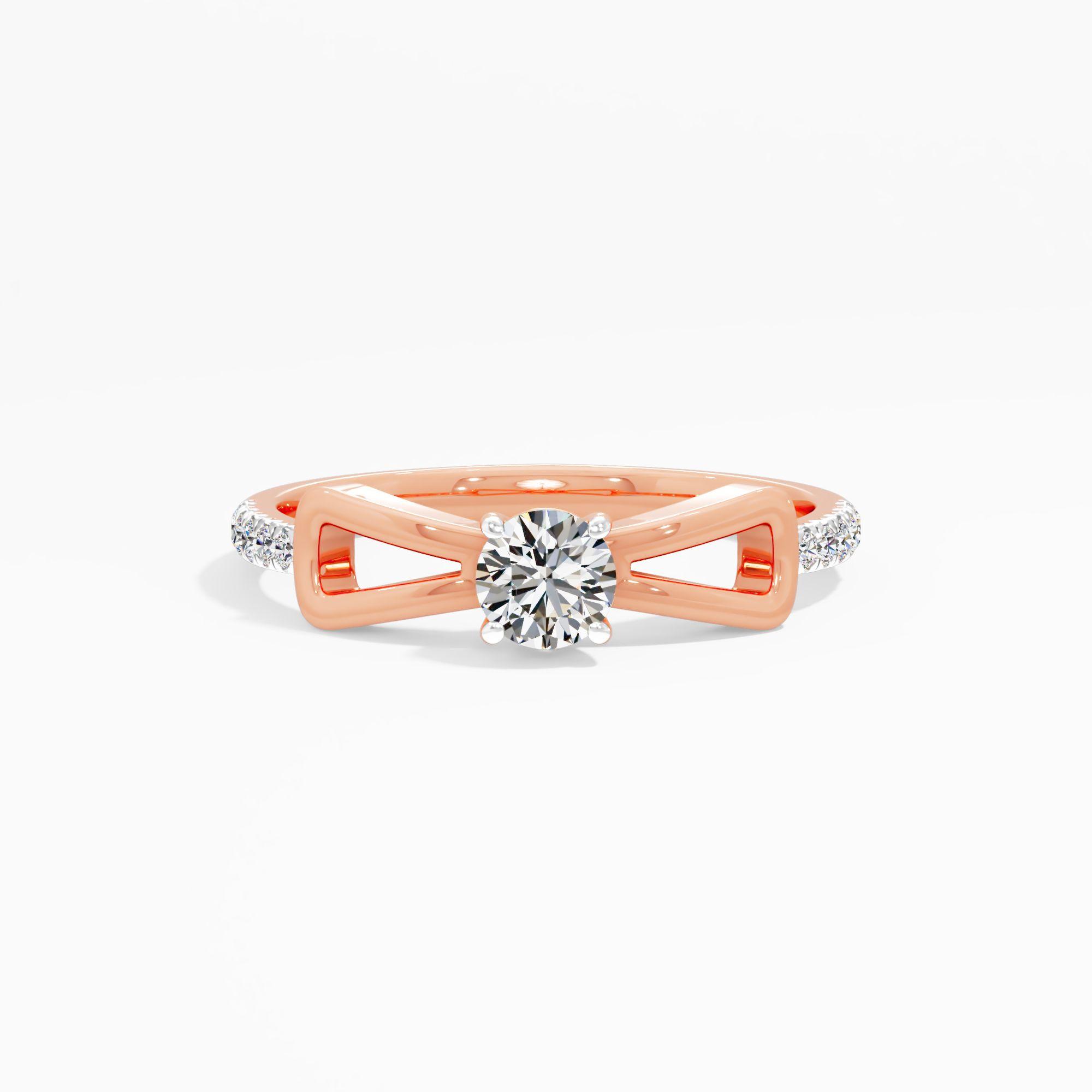 Dual Flourish Solitaire Diamond Ring