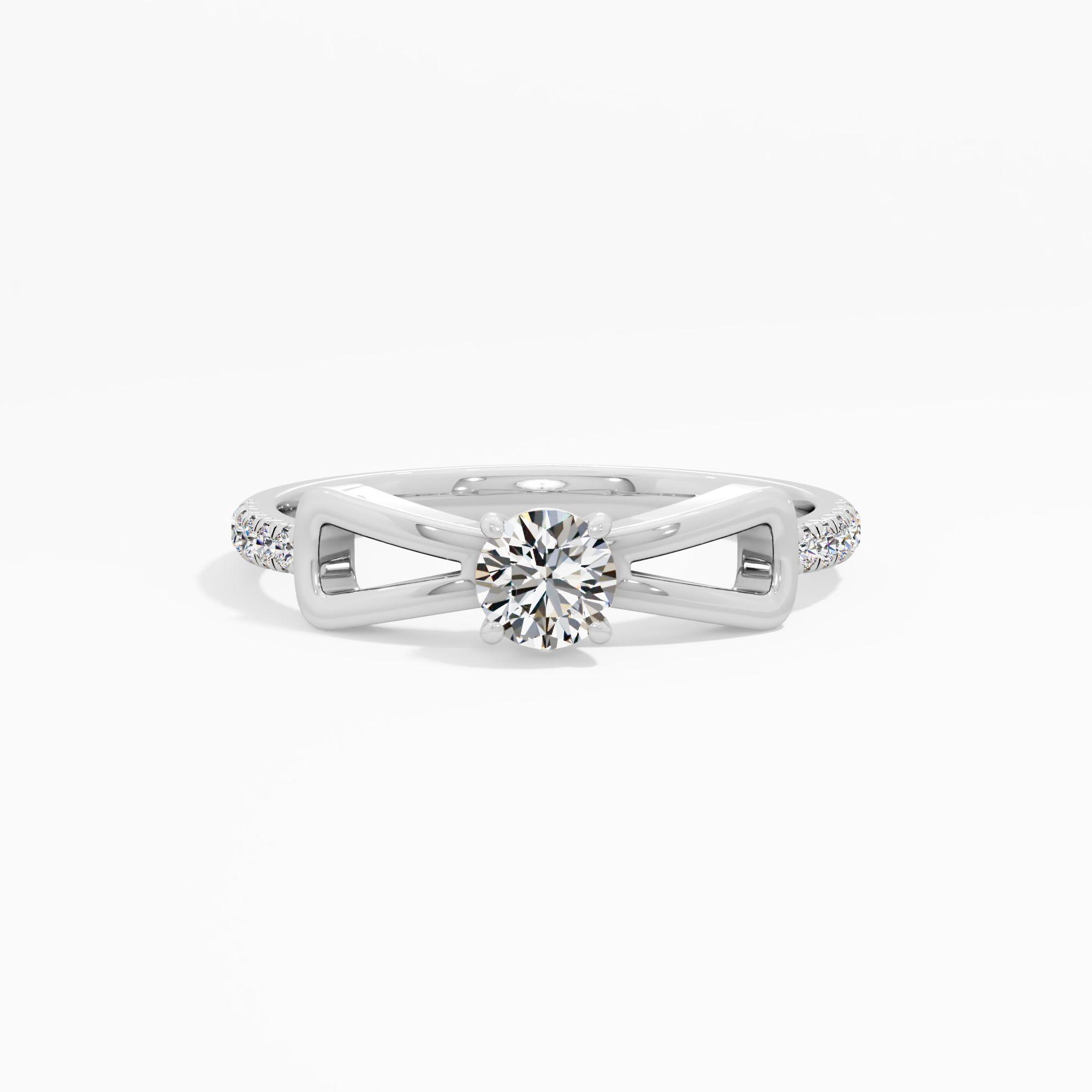 Dual Flourish Solitaire Diamond Ring
