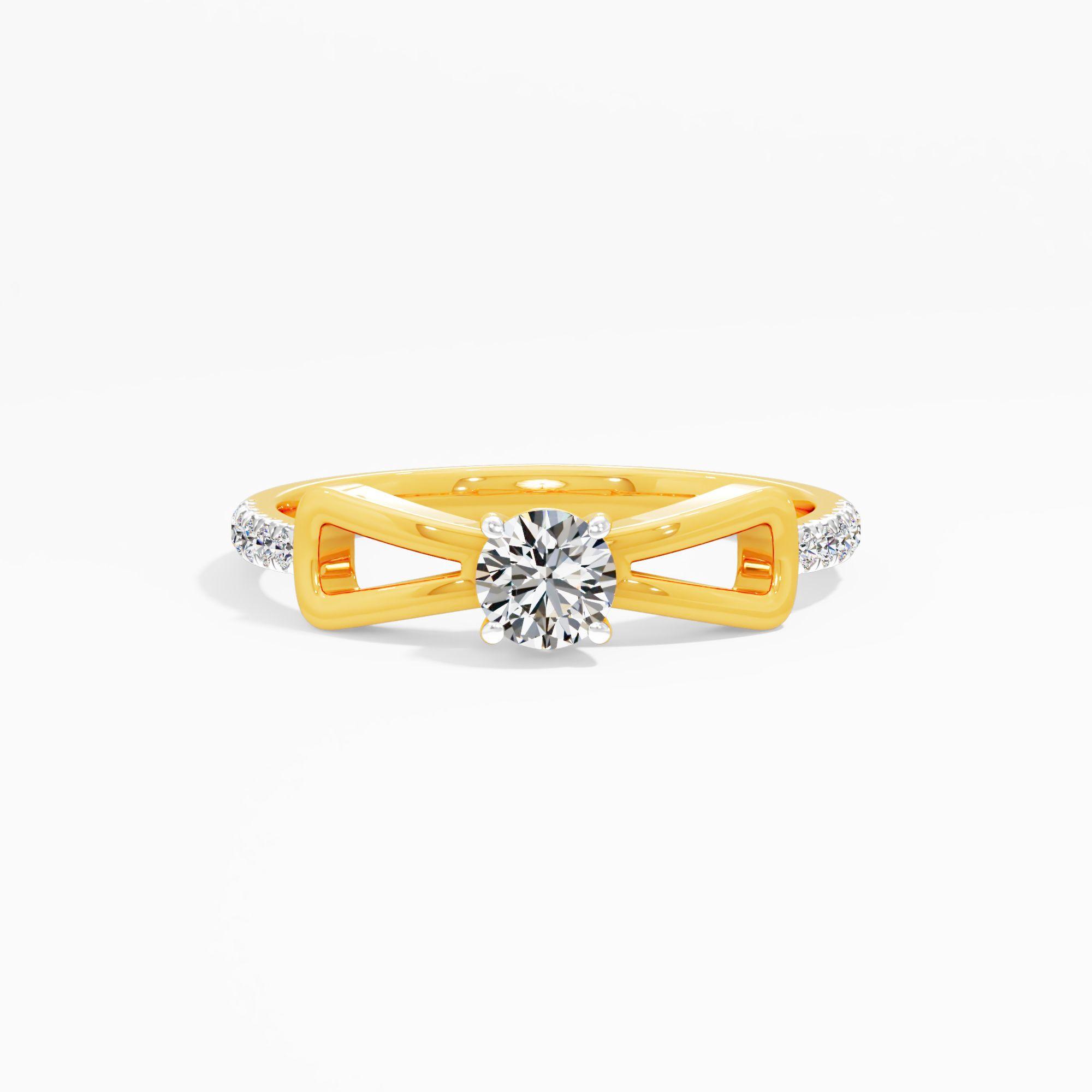 Dual Flourish Solitaire Diamond Ring