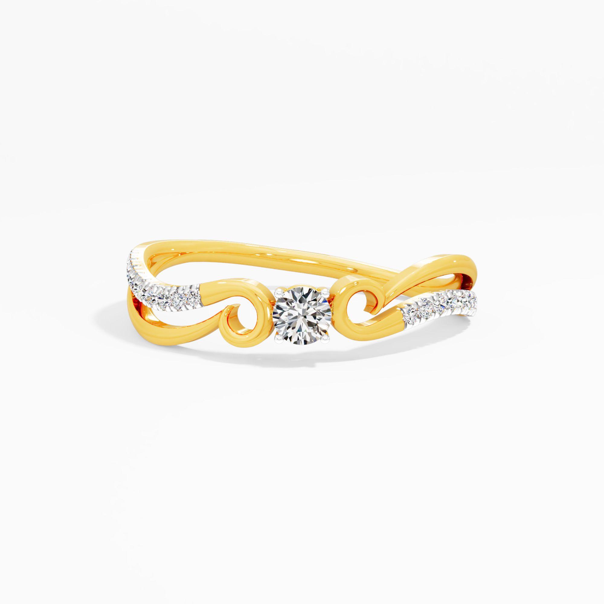 Flowing Solitaire Pavé Ring