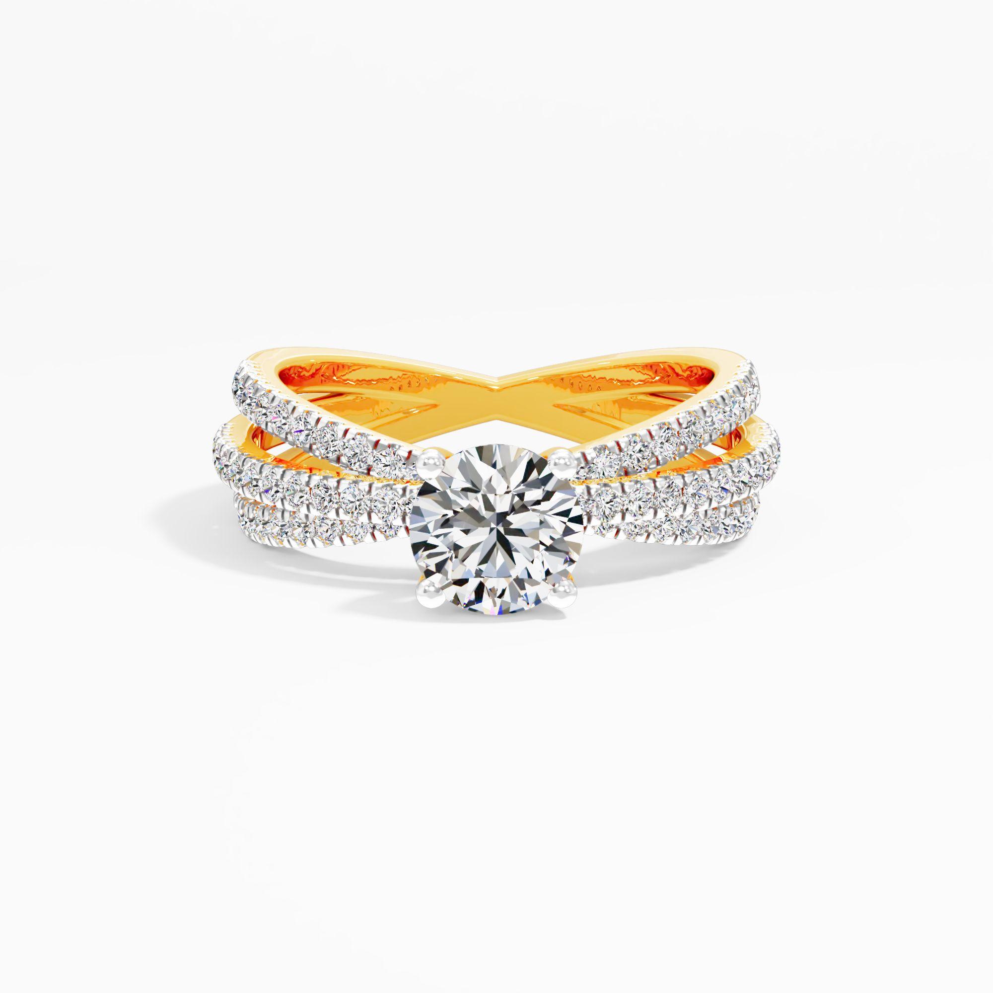 Interlacing Tress Solitaire Ring