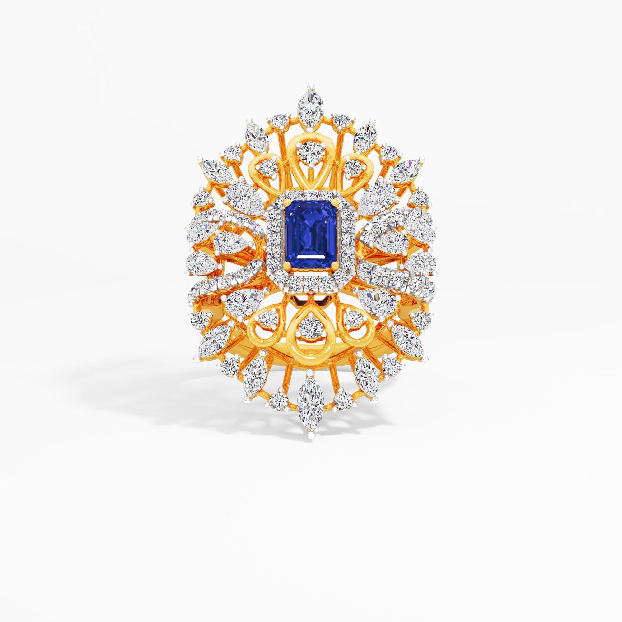 Regal Emerald Halo Cocktail Ring