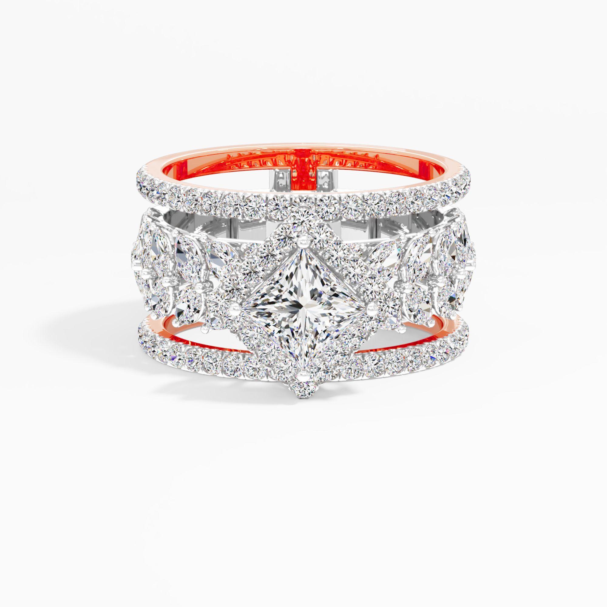 Royal Tiara Princess Cluster Ring