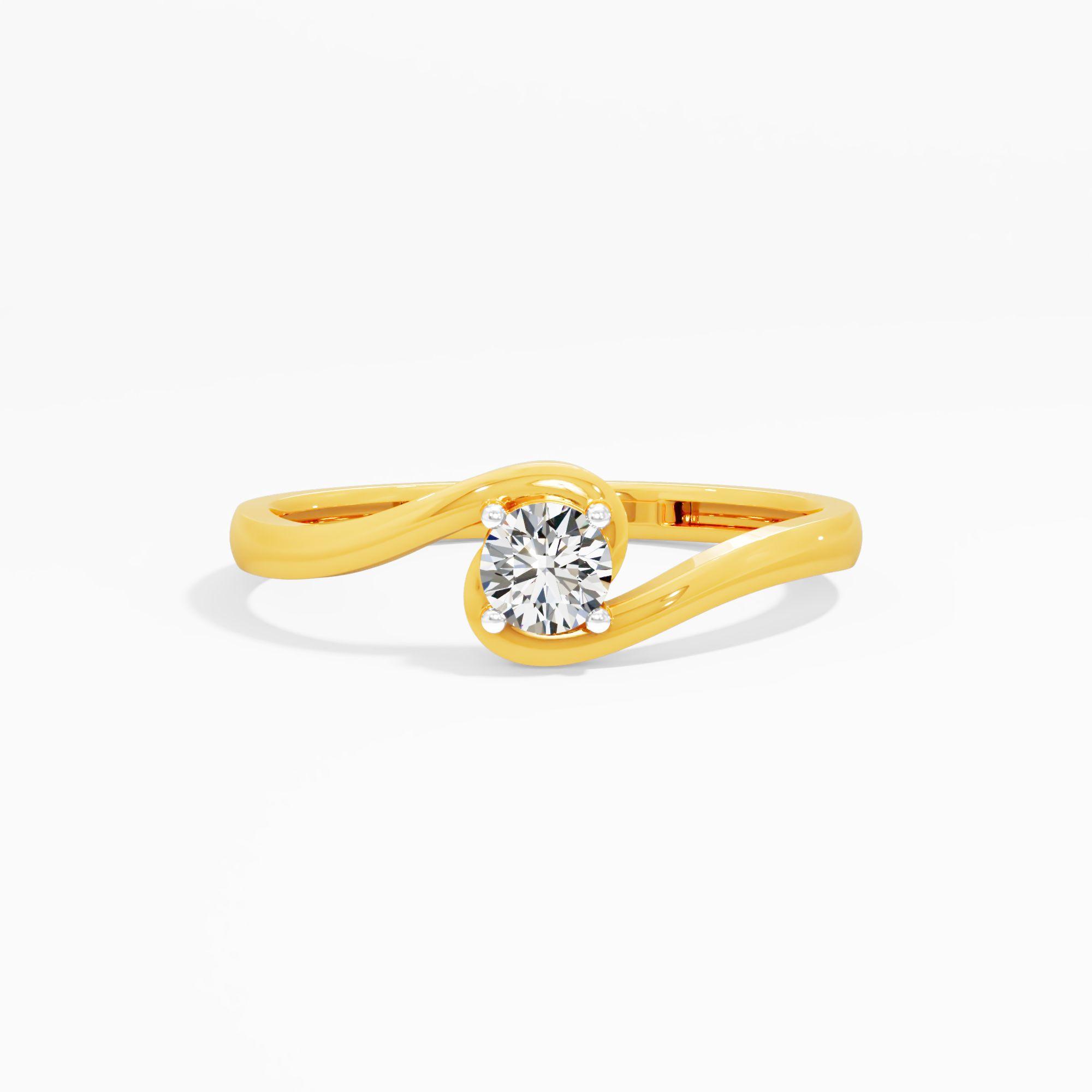 Serpentine Solitaire Diamond Ring