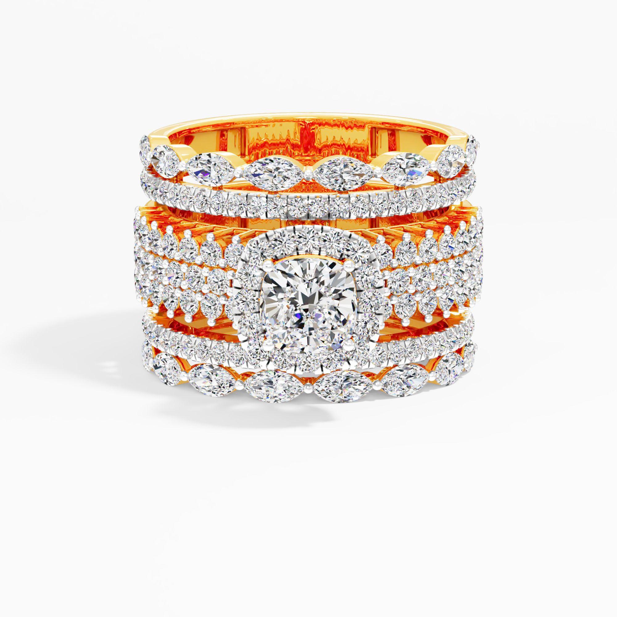 Grand Cushion Halo Cocktail Ring