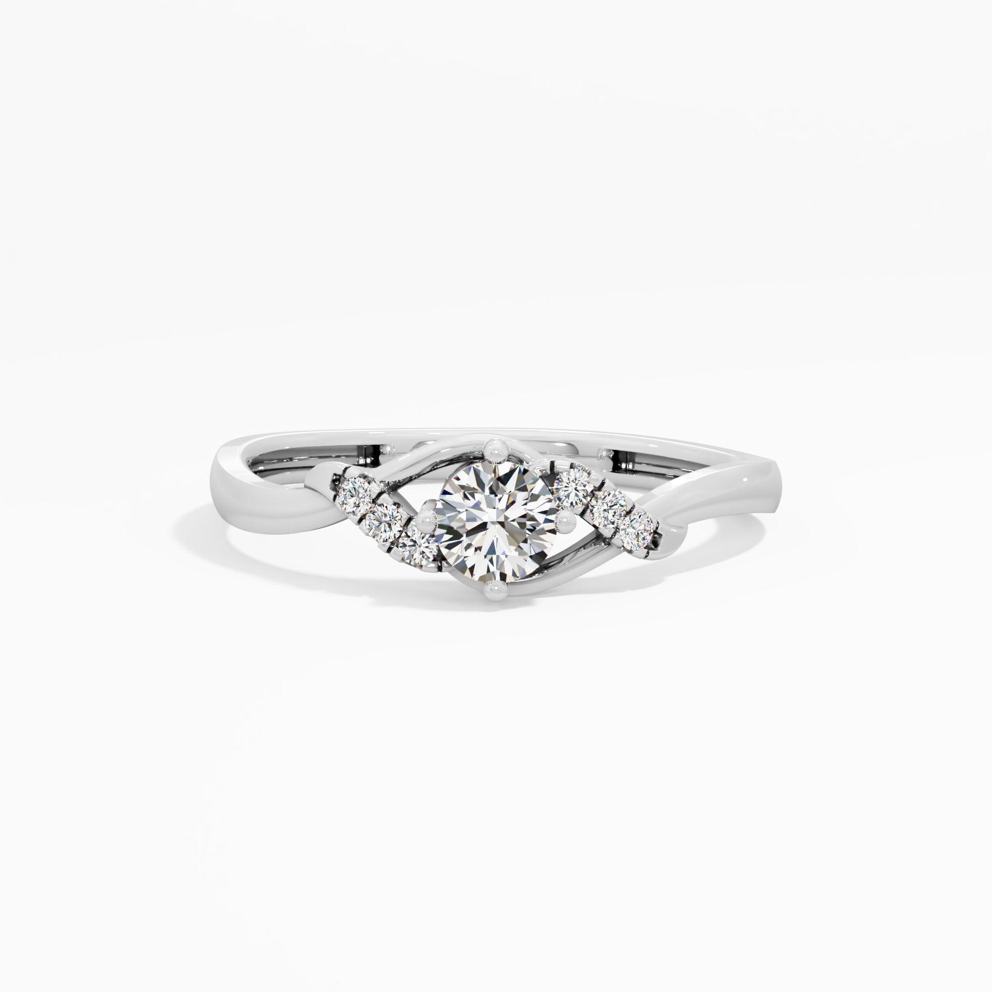 Flanked Solitaire Bypass Ring