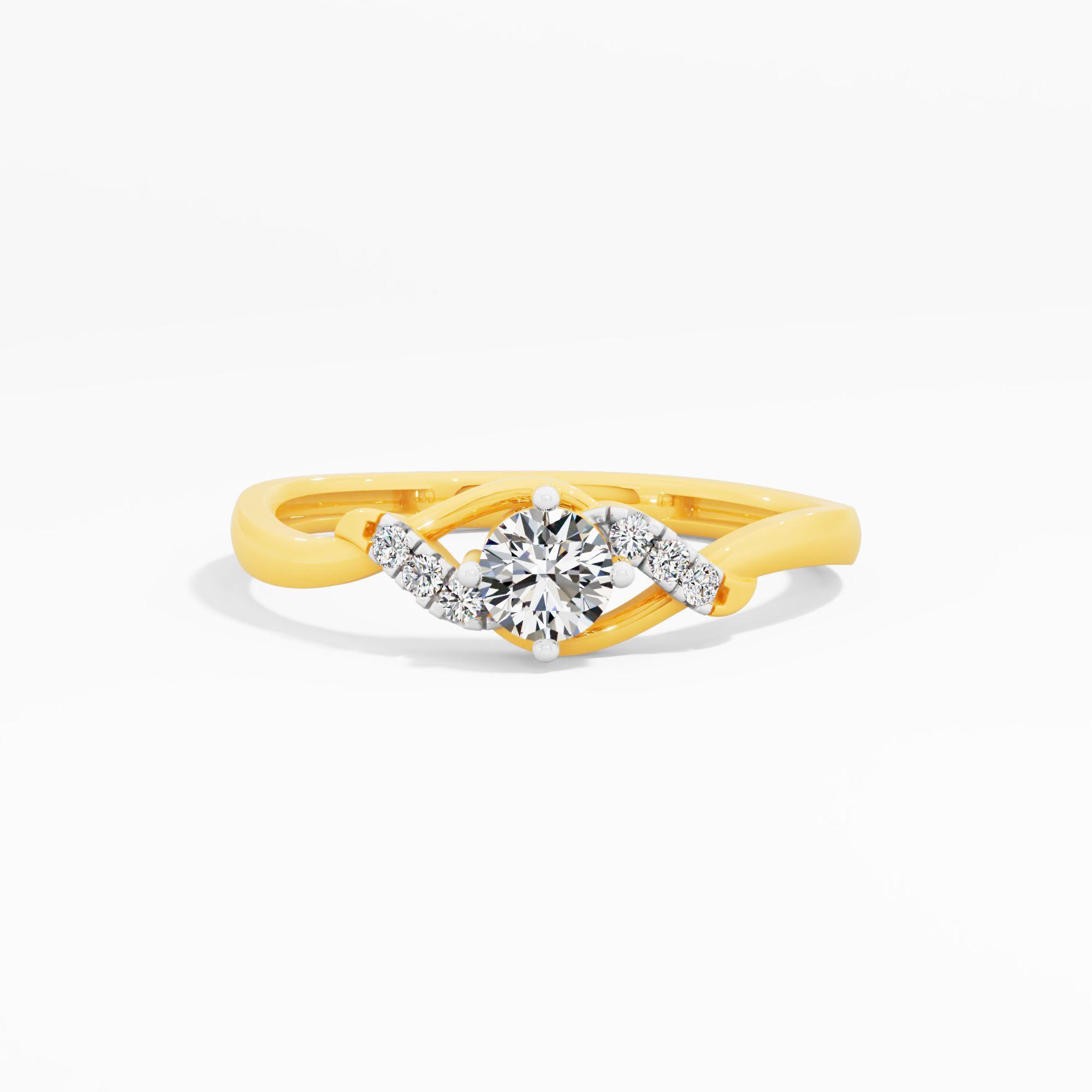 Flanked Solitaire Bypass Ring