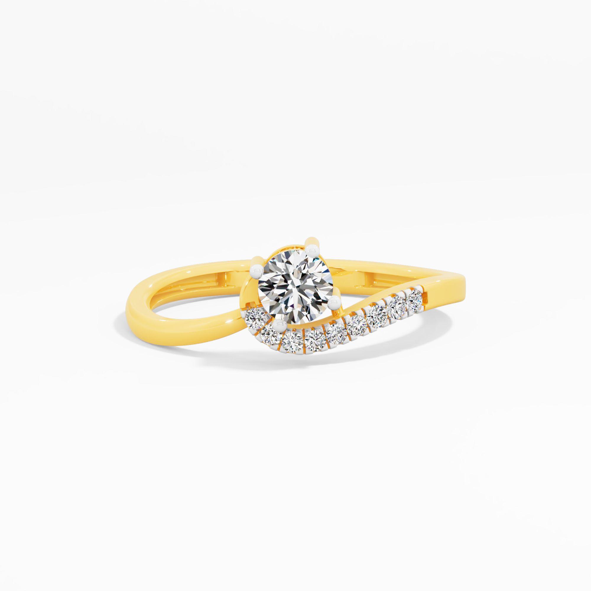 Swooping Pavé Solitaire Ring