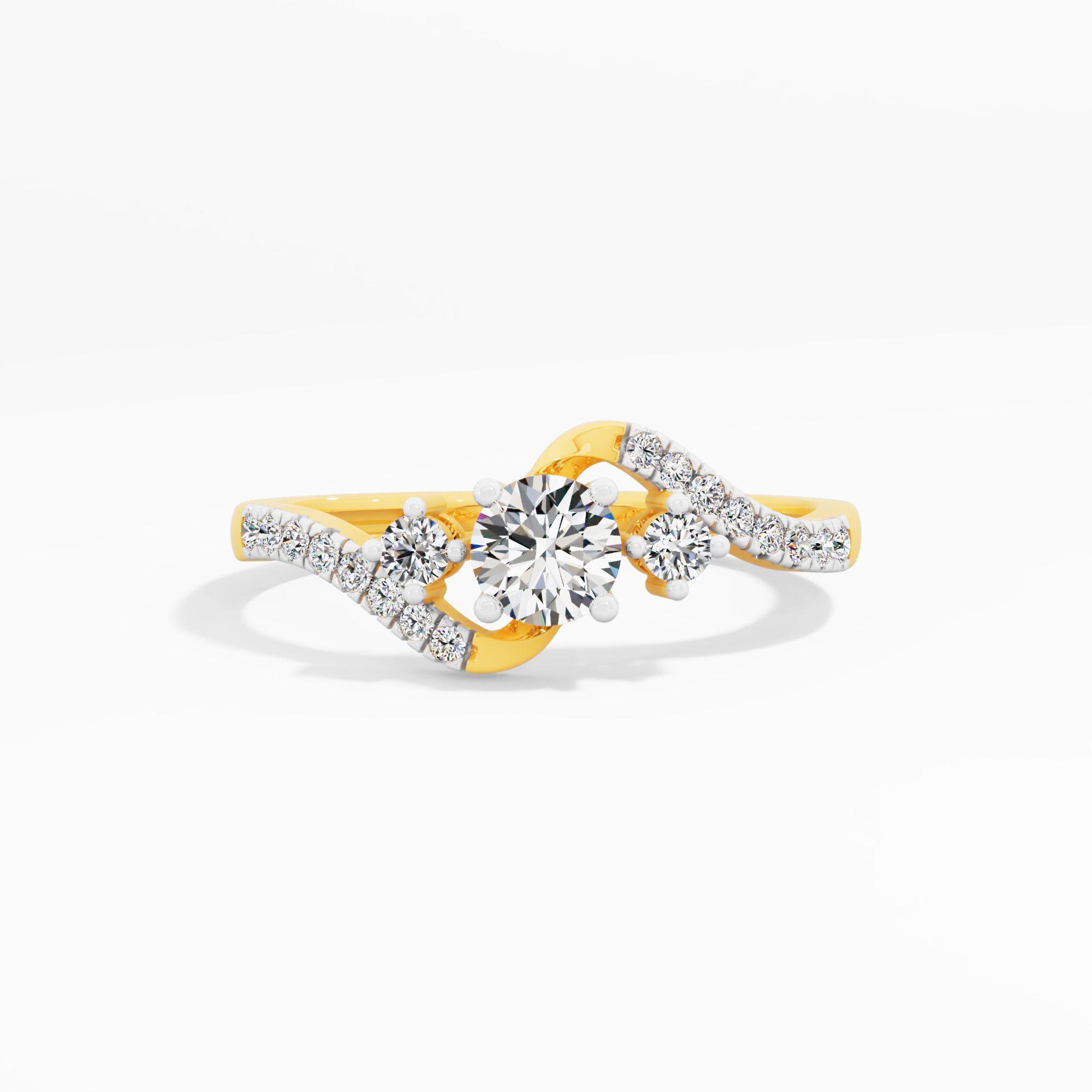 S Curve 3 Stone Ring