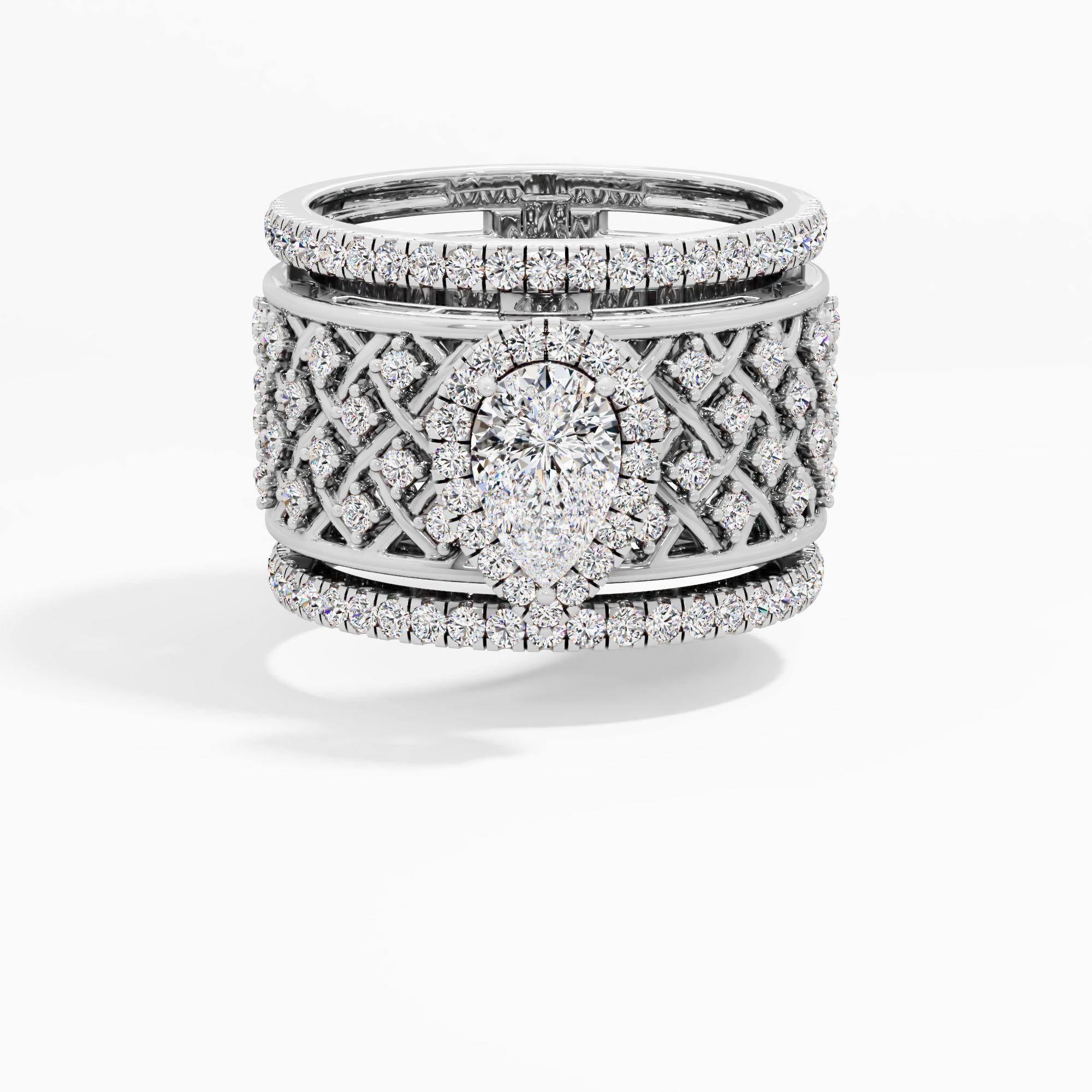 Pear Solitaire Cocktail Ring