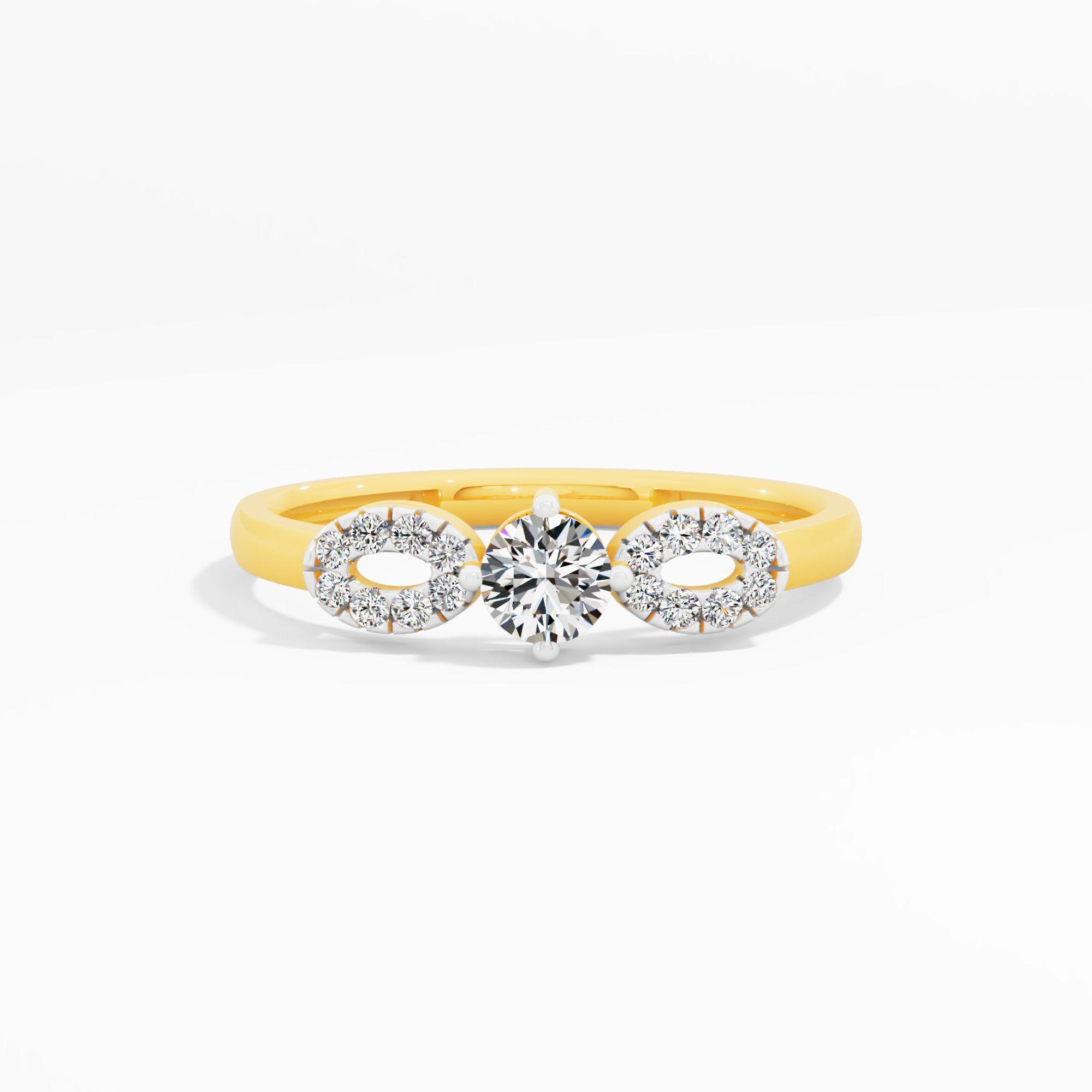 Linked Oval Halo Solitaire Ring