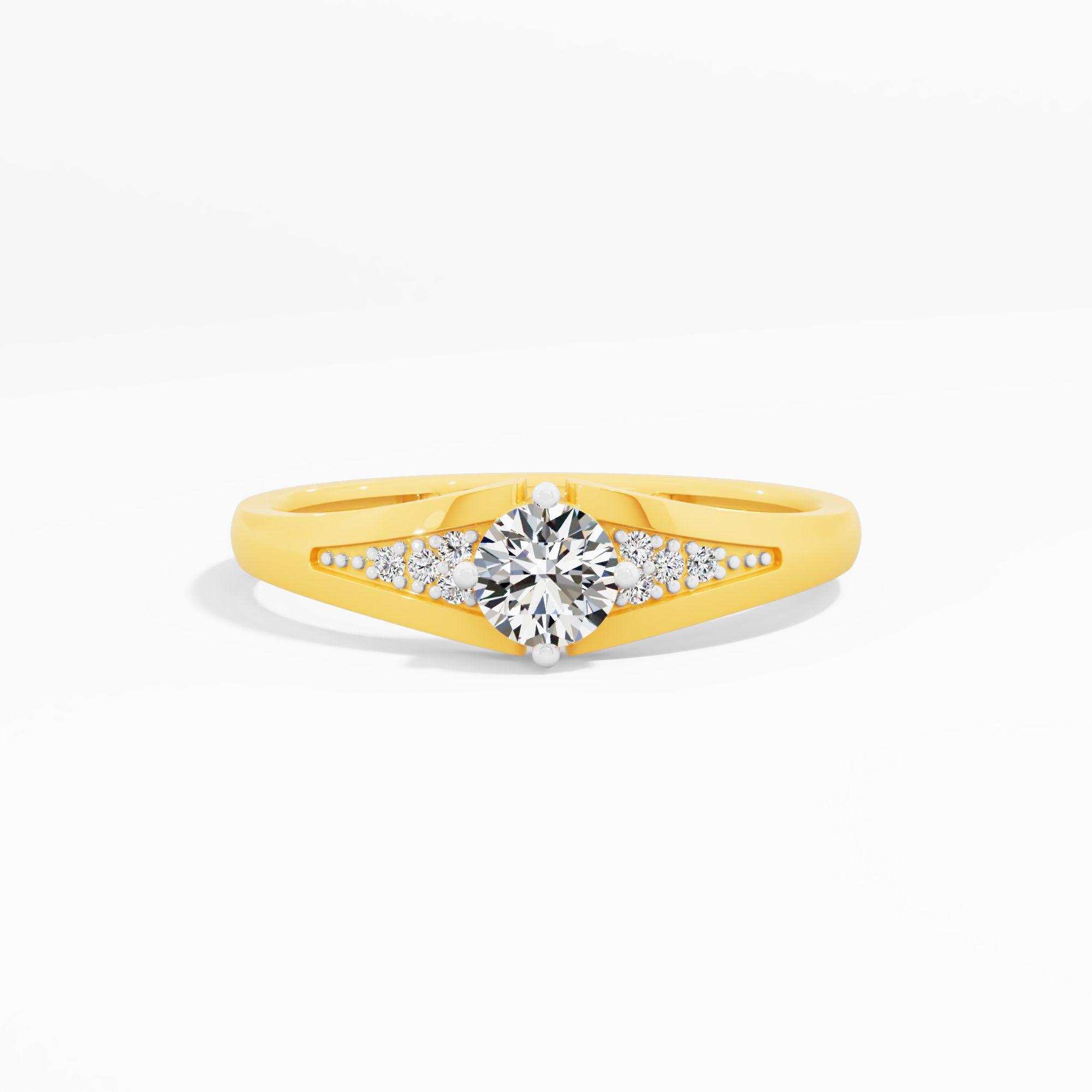 Chevron Accent Solitaire Ring
