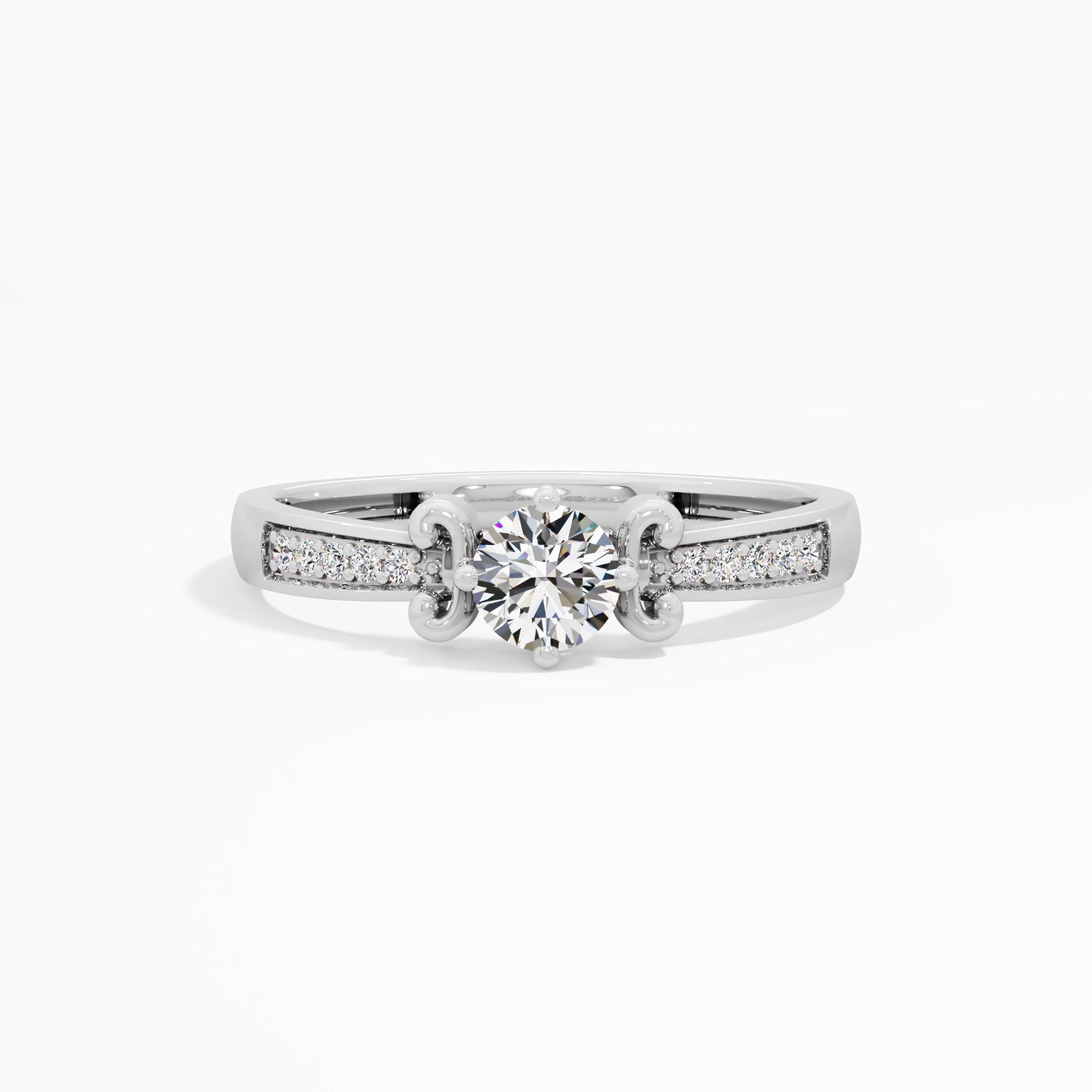 Regal Scroll Solitaire Ring