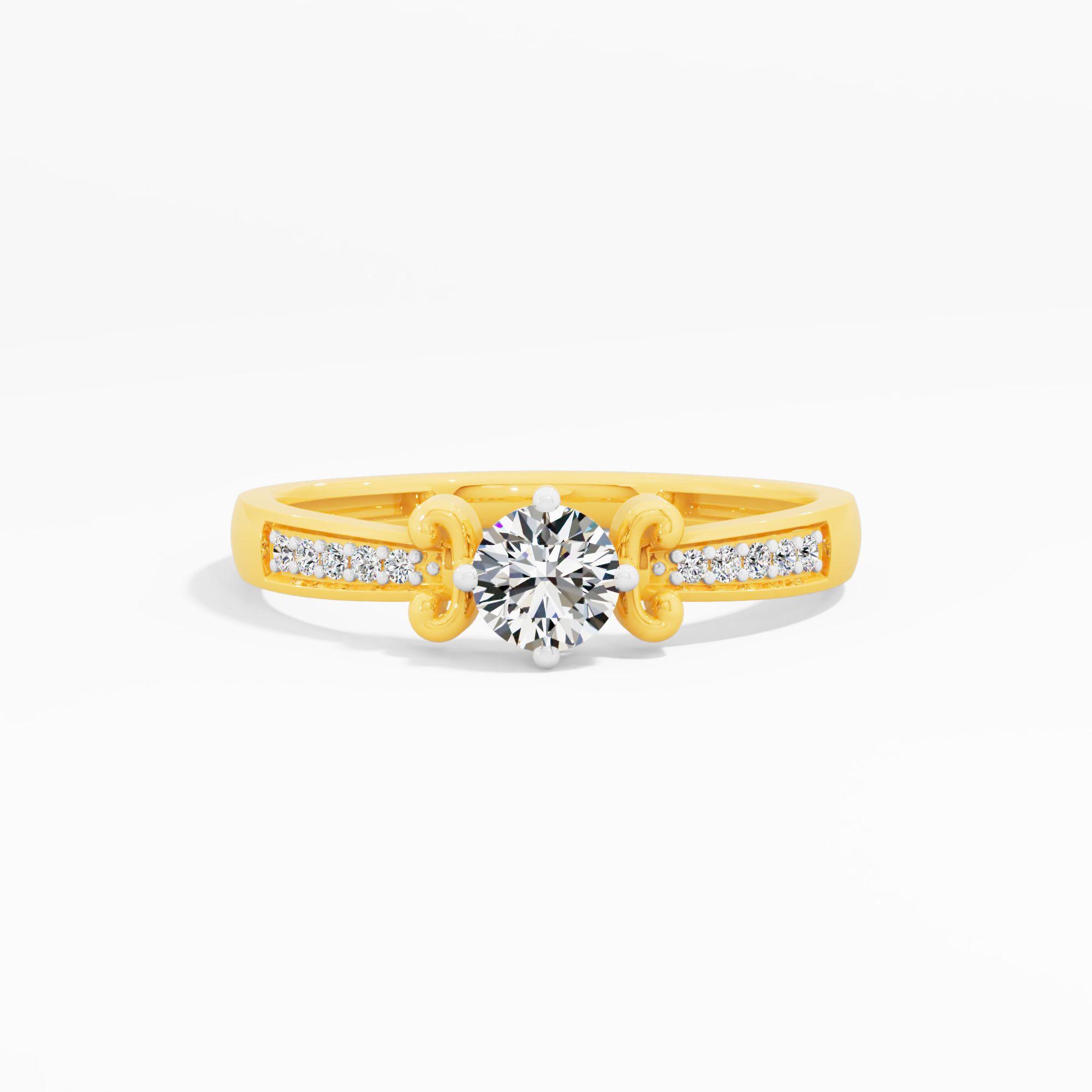Regal Scroll Solitaire Ring