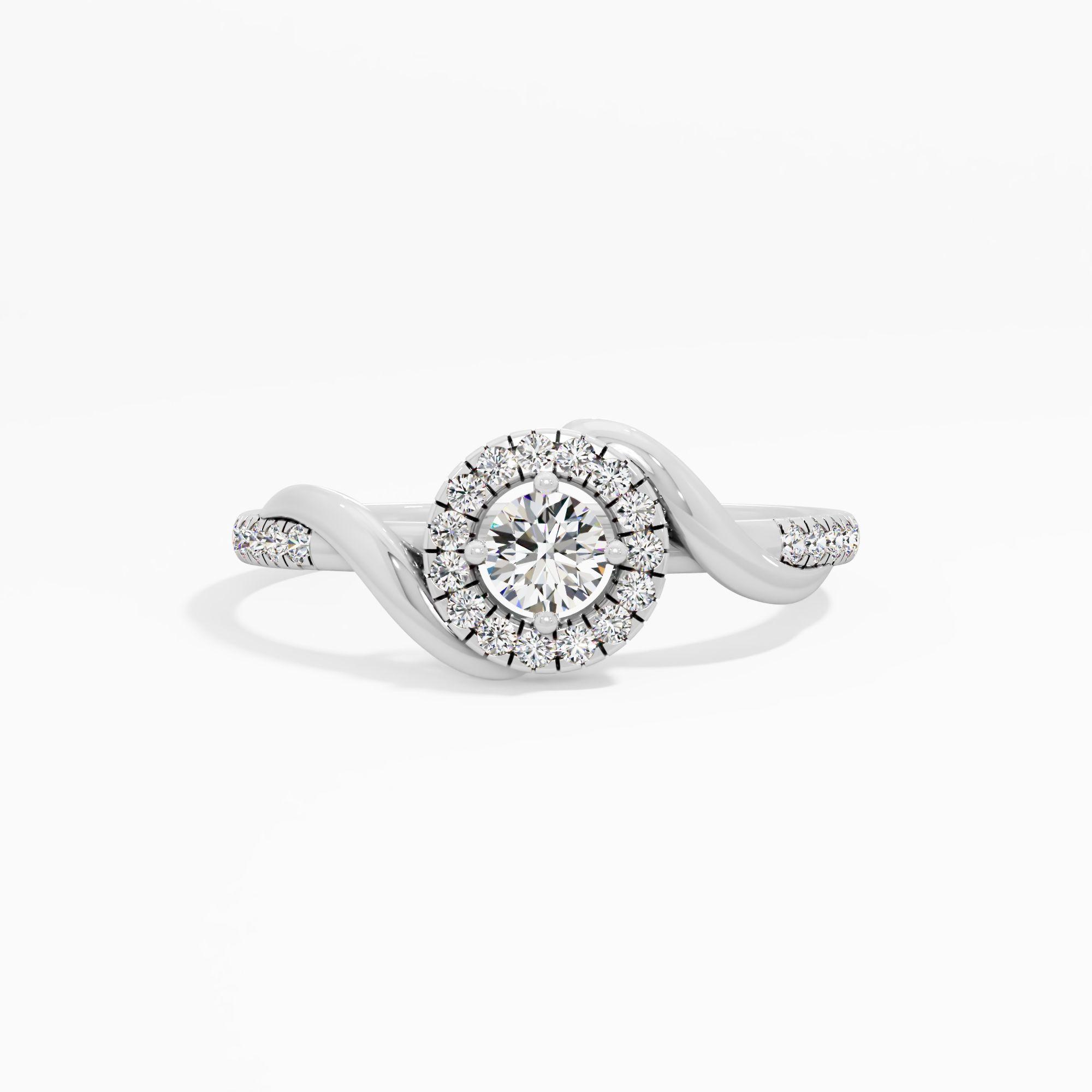 Dual Swirl Solitaire Ring