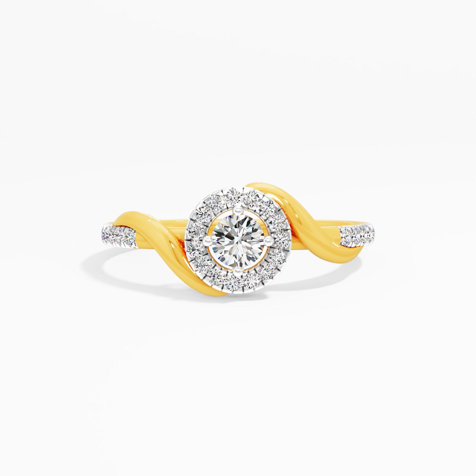Dual Swirl Solitaire Ring